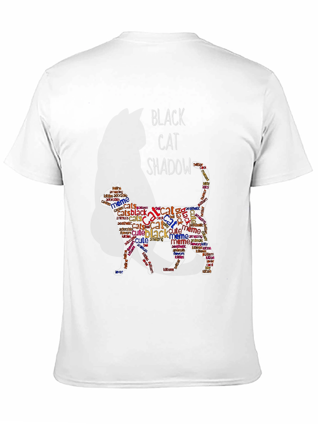Black Cat Shadow Word Art T-Shirt