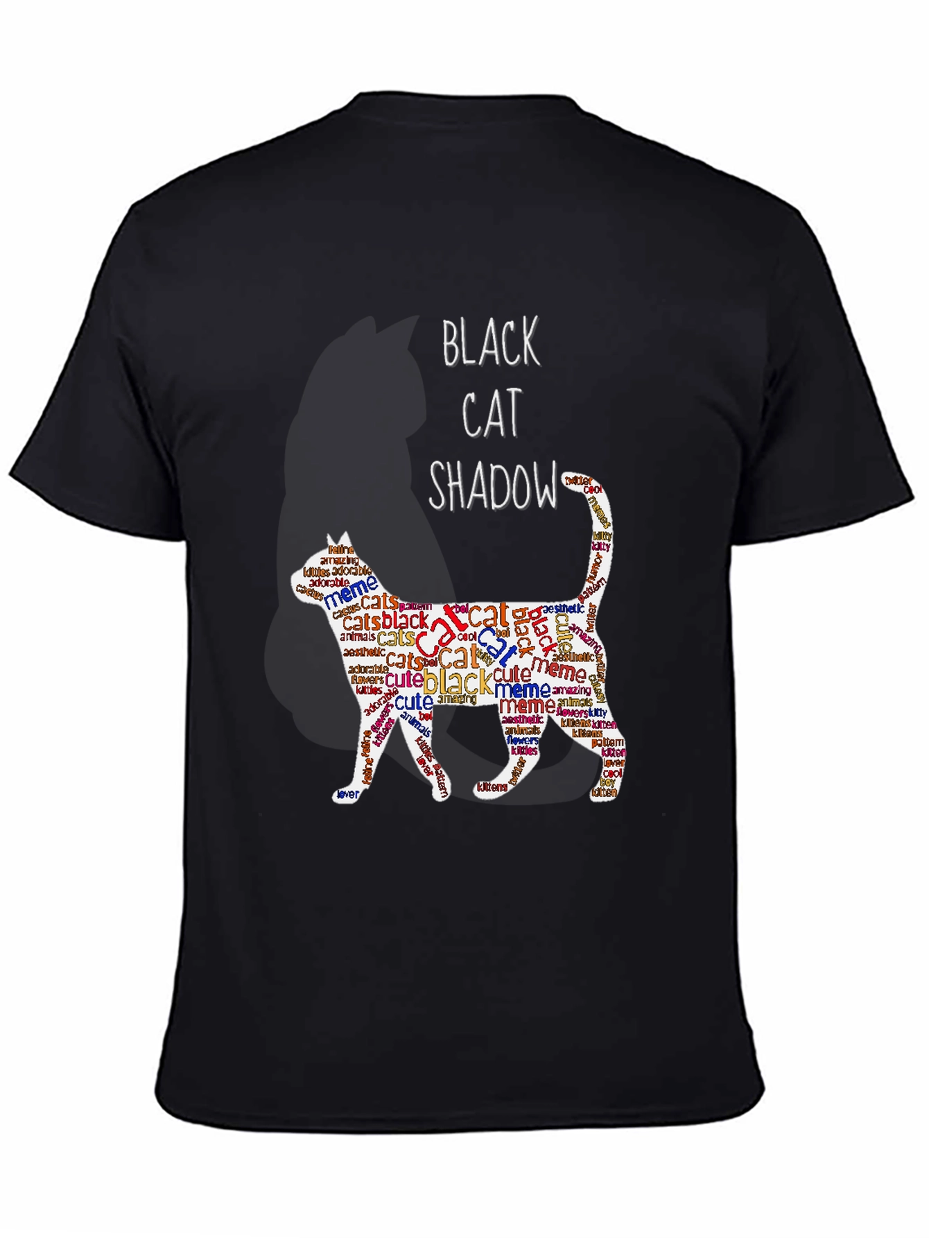 Black Cat Shadow Word Art T-Shirt