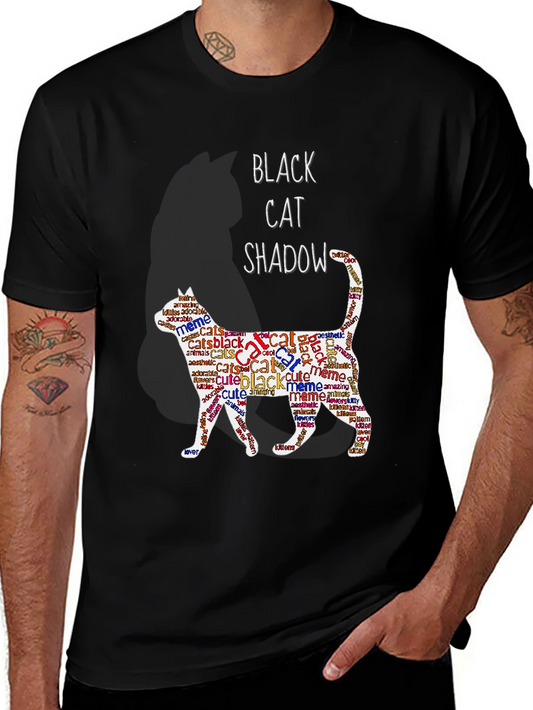 Black Cat Shadow Word Art T-Shirt