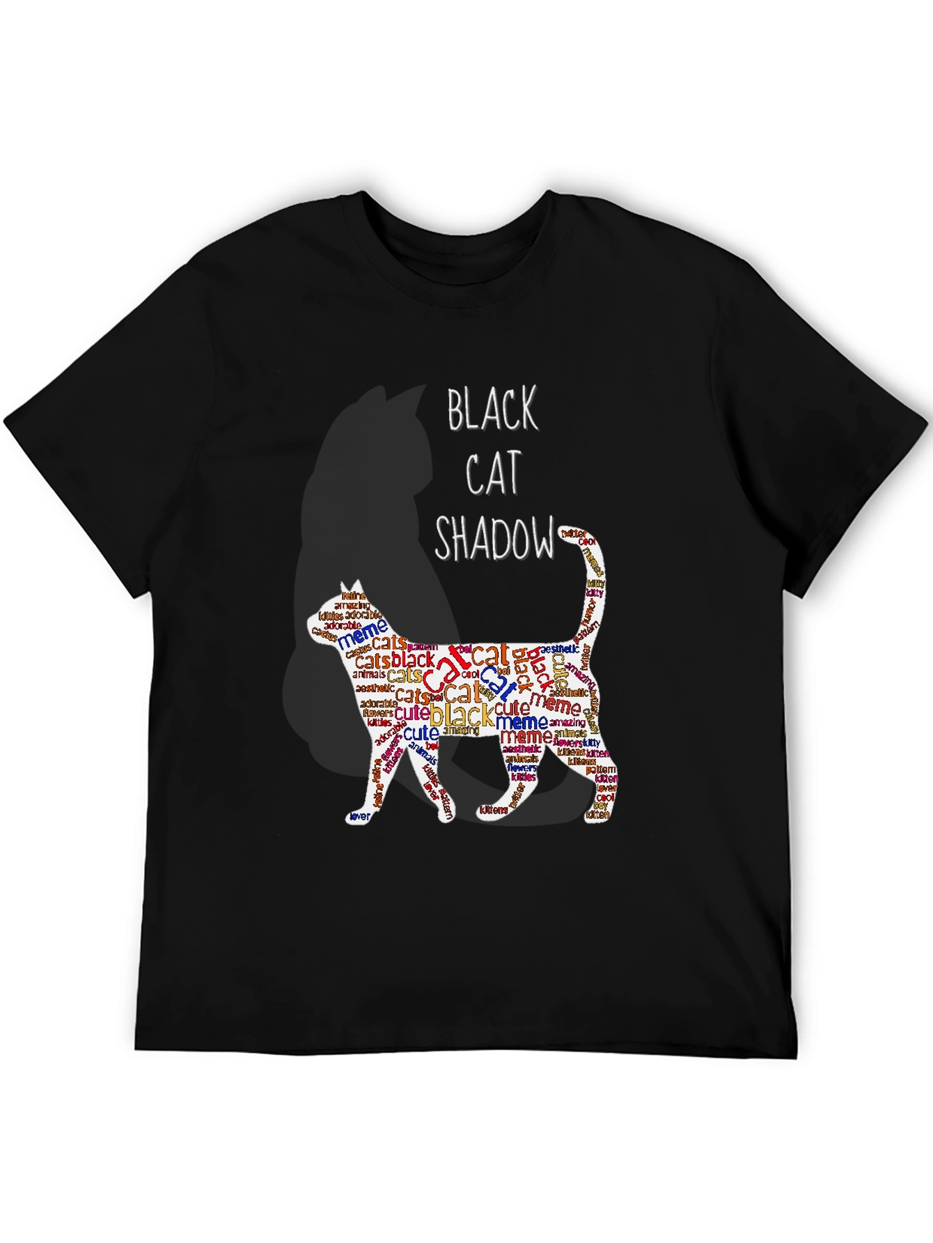Black Cat Shadow Word Art T-Shirt
