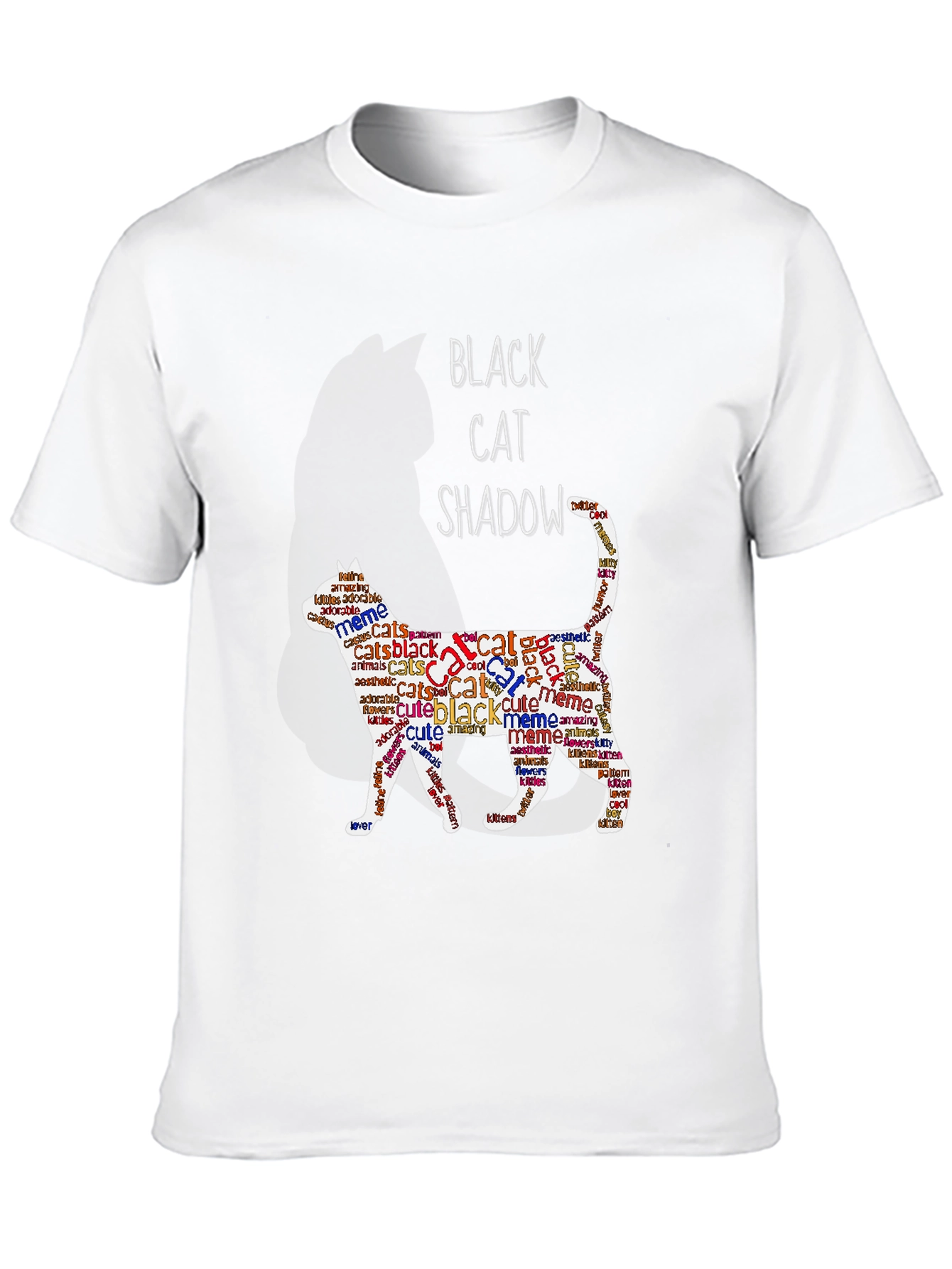 Black Cat Shadow Word Art T-Shirt