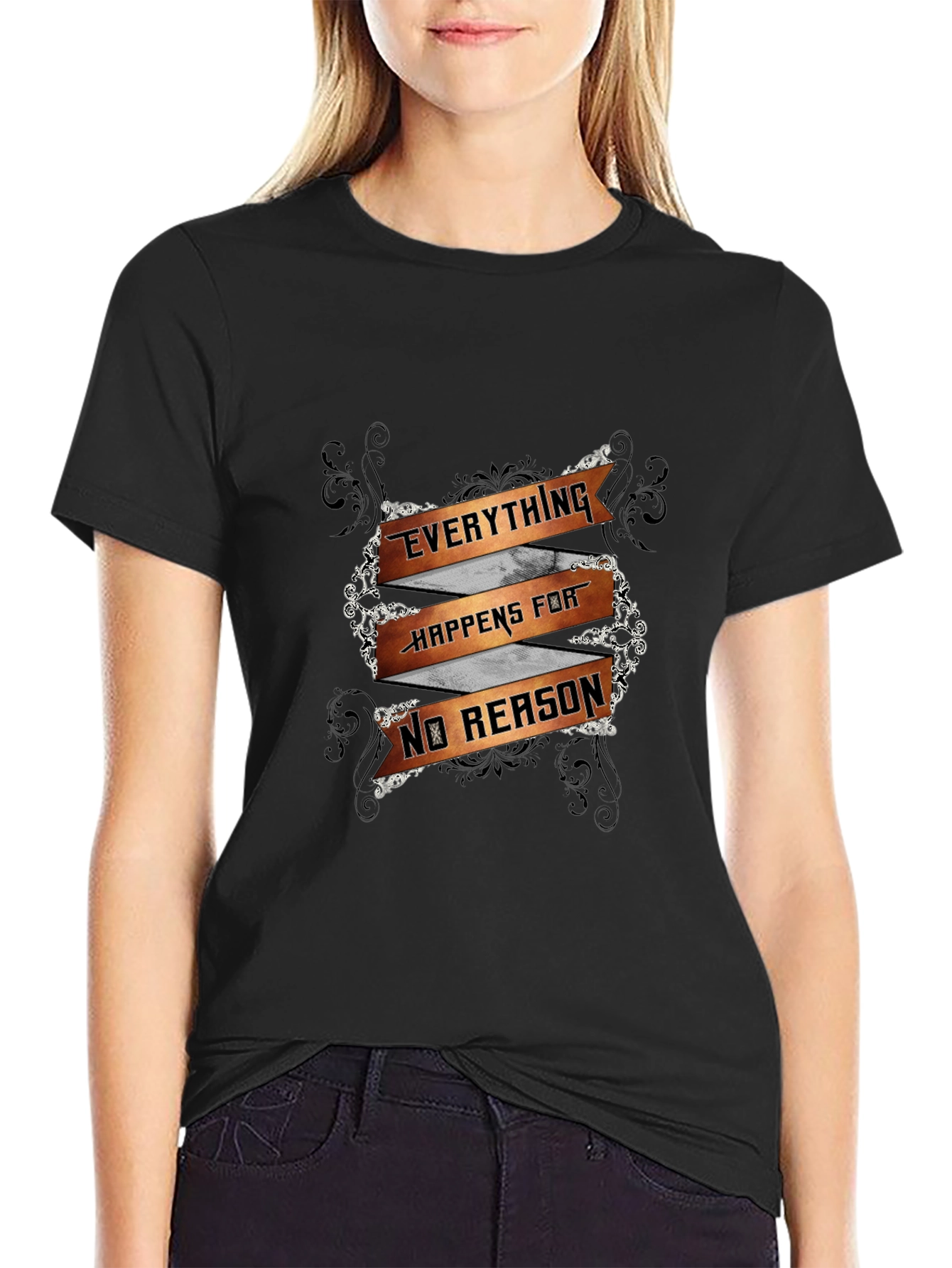 Everything Happens For No Reason Mens Black T-Shirt