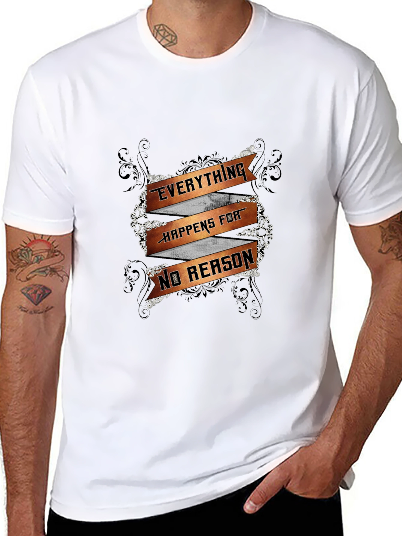 Everything Happens For No Reason Mens Black T-Shirt