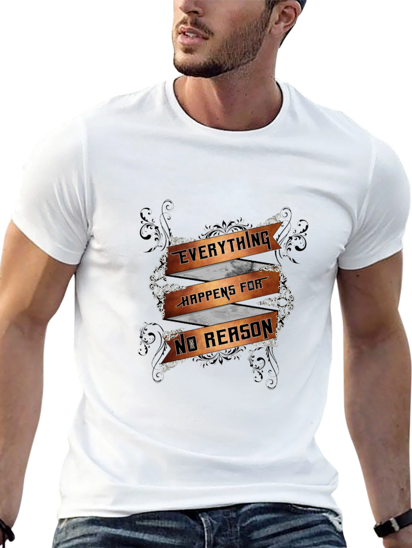 Everything Happens For No Reason Mens Black T-Shirt