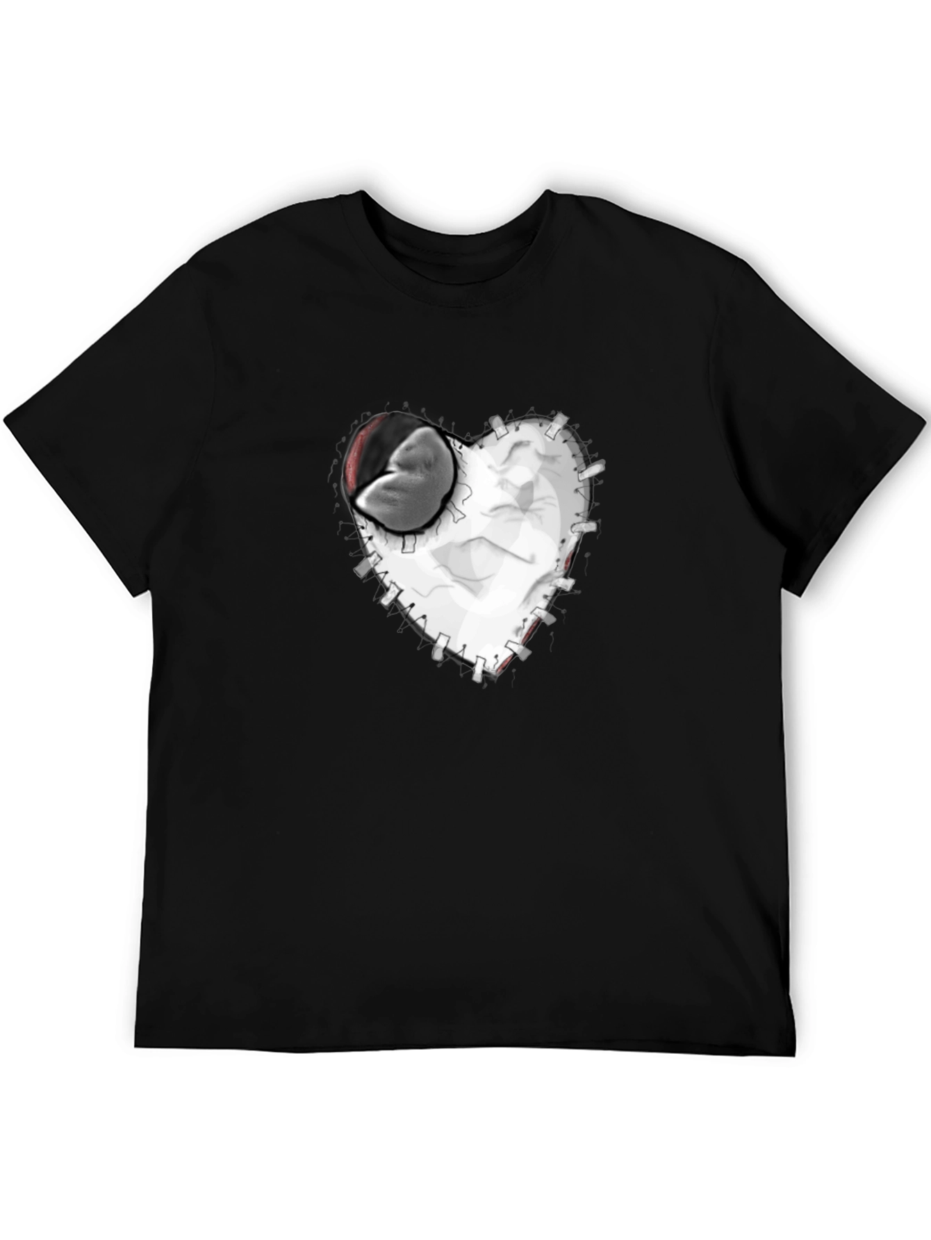Stitched Heart Graphic Tee - Black