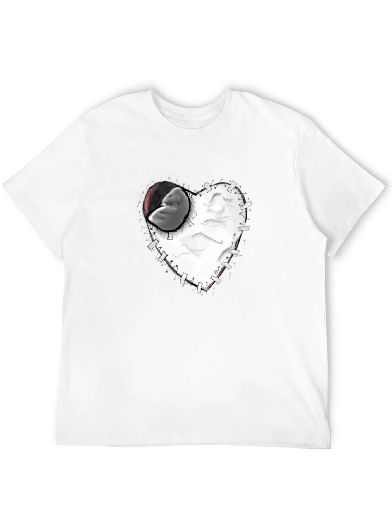 Stitched Heart Graphic Tee - Black