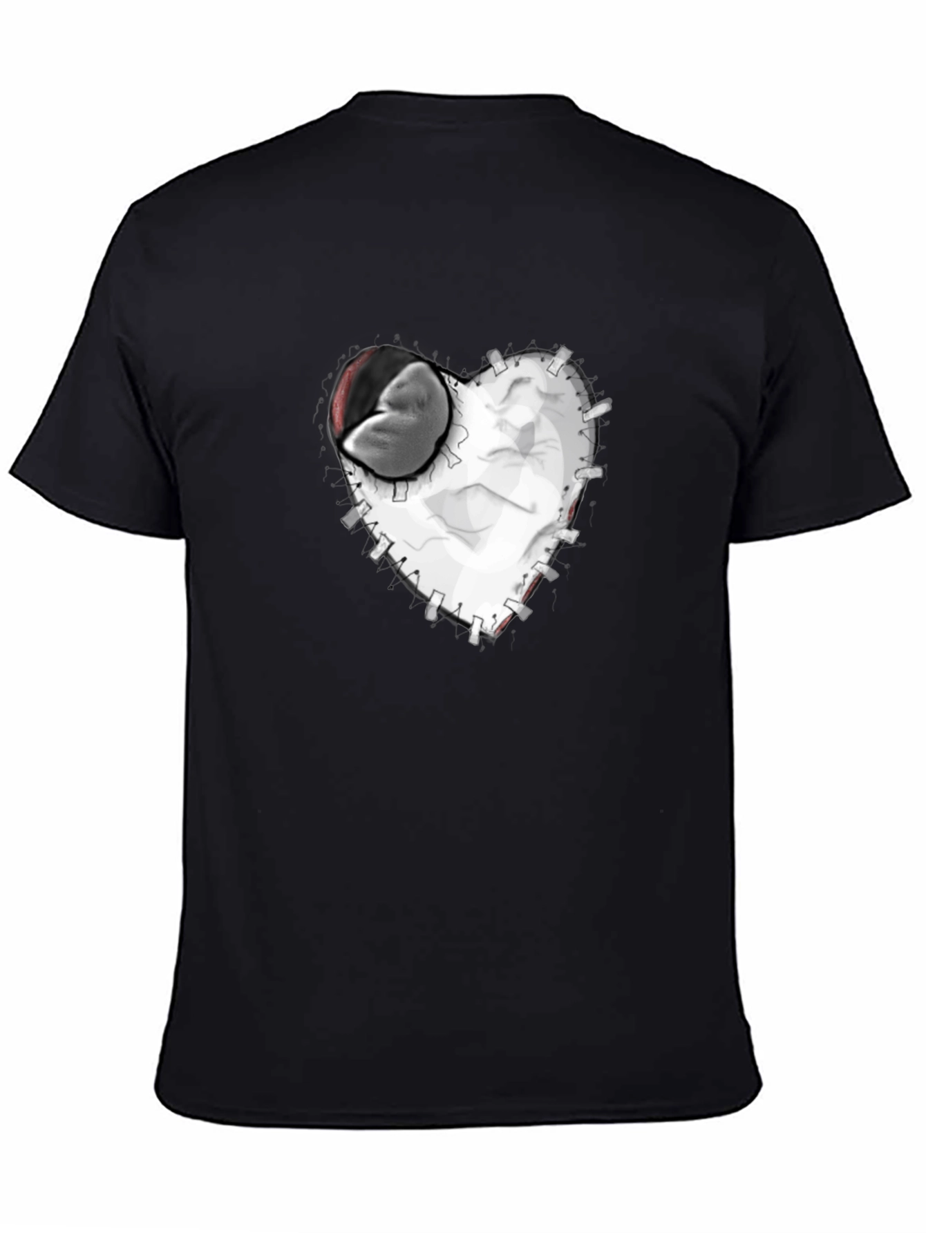 Stitched Heart Graphic Tee - Black