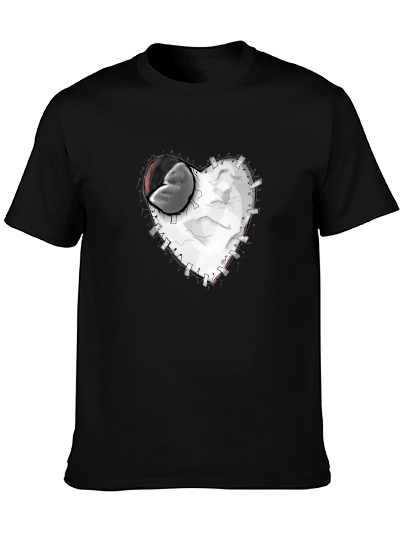 Stitched Heart Graphic Tee - Black
