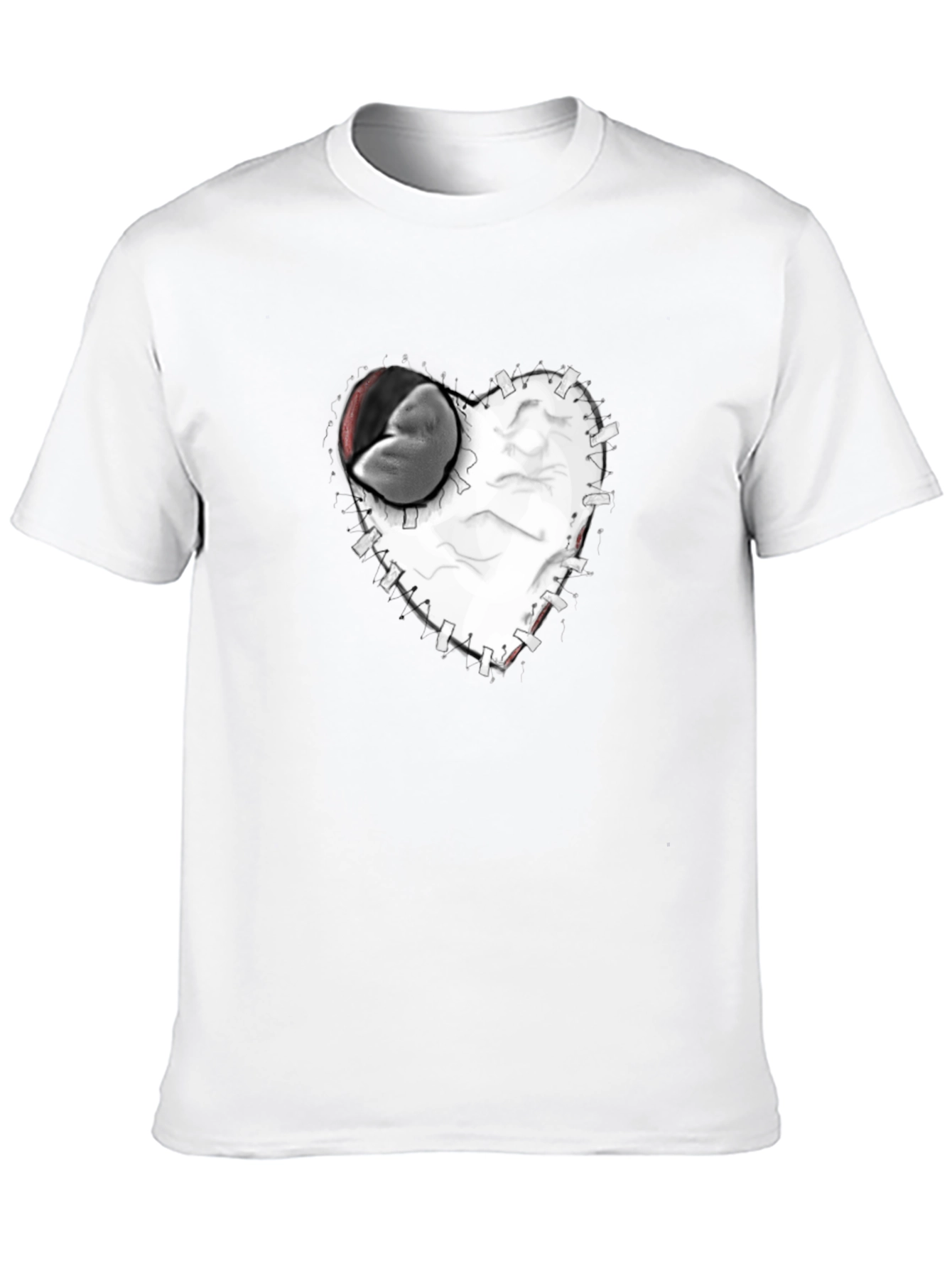 Stitched Heart Graphic Tee - Black