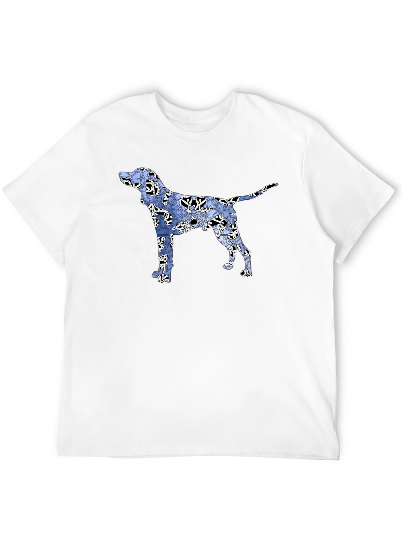 Dog Floral Print Black T-Shirt