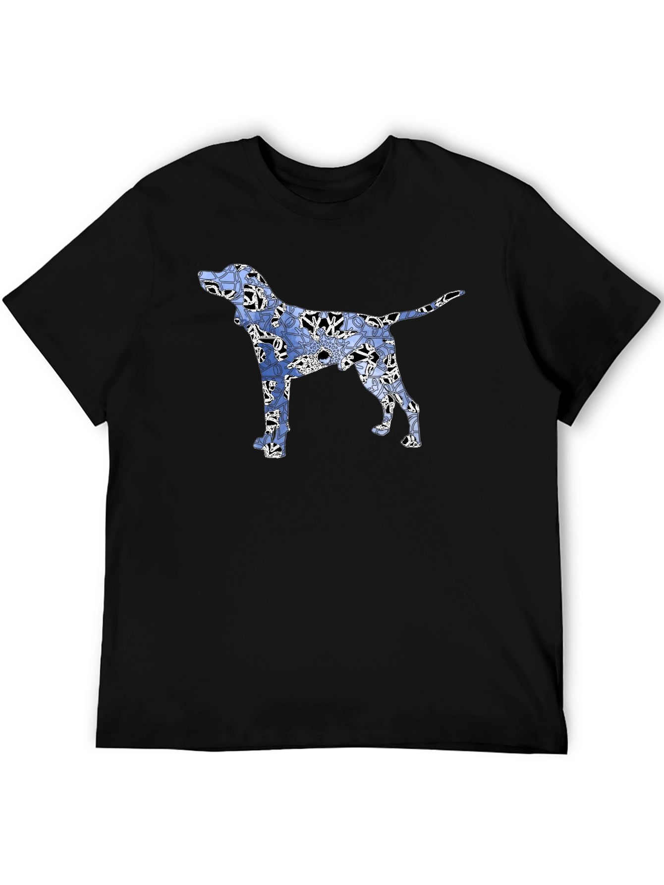 Dog Floral Print Black T-Shirt