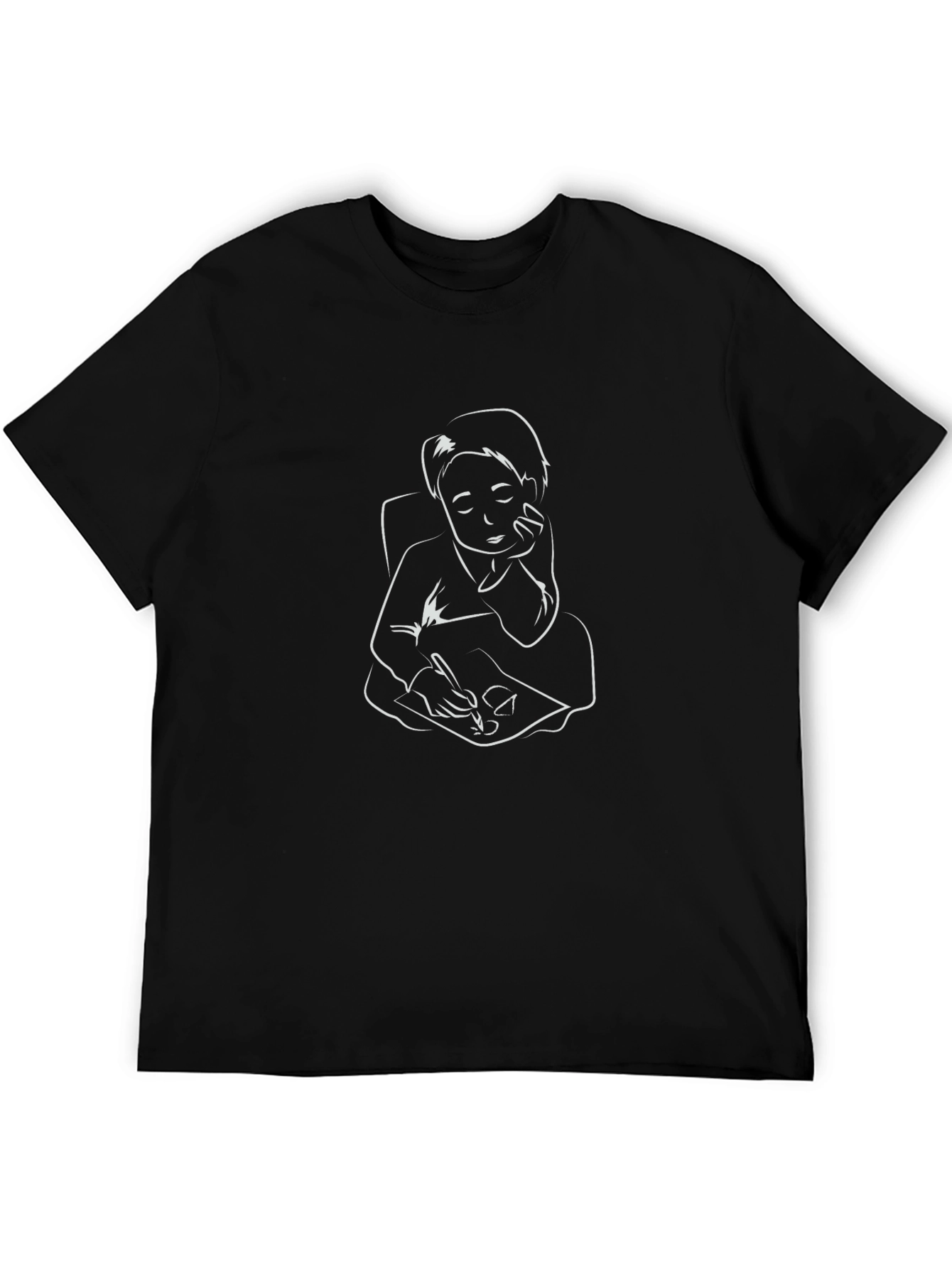 Contemplative Writer Graphic T-Shirt