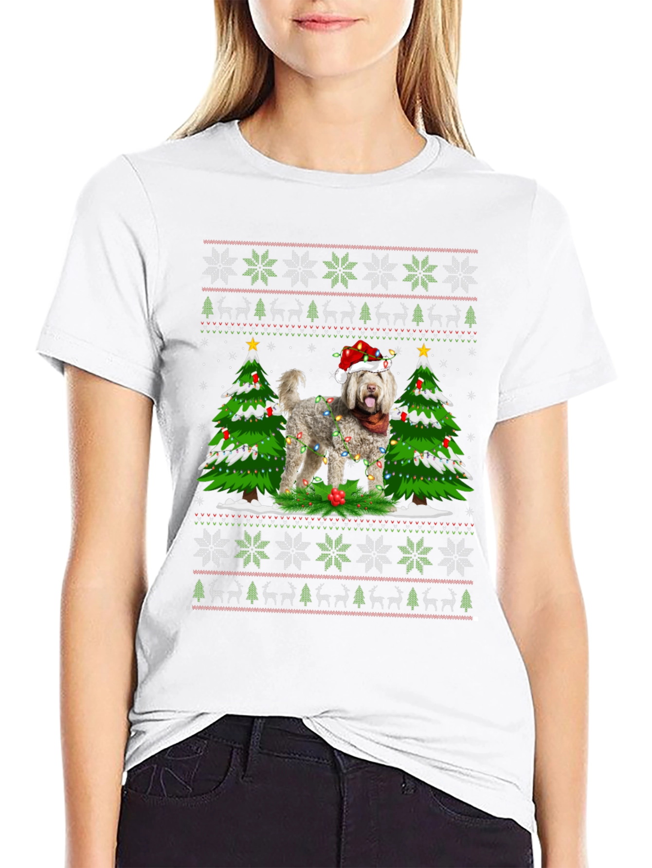 Festive Dog Christmas Tree Ugly T-Shirt