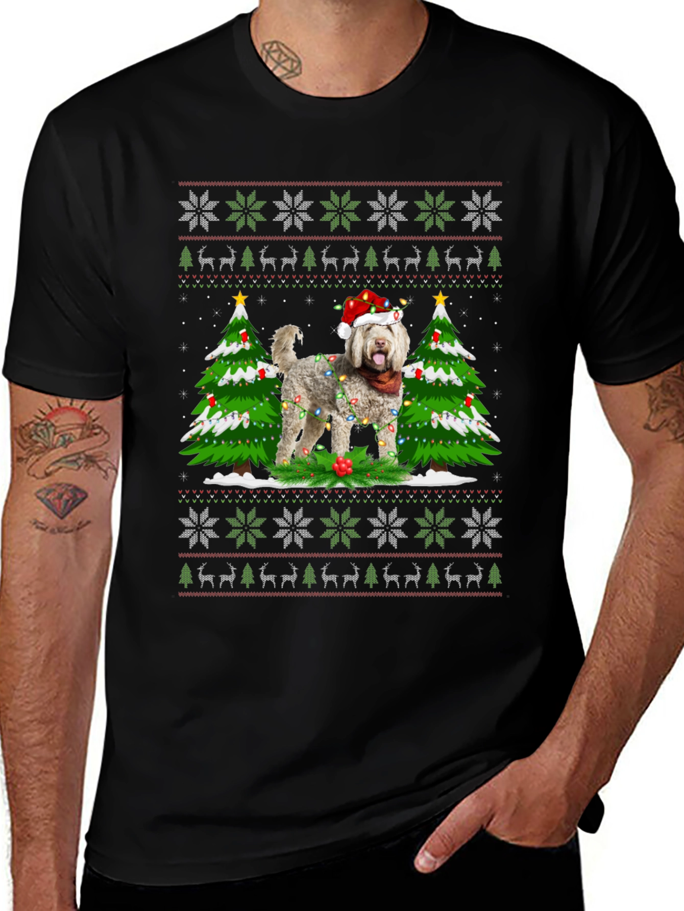 Festive Dog Christmas Tree Ugly T-Shirt