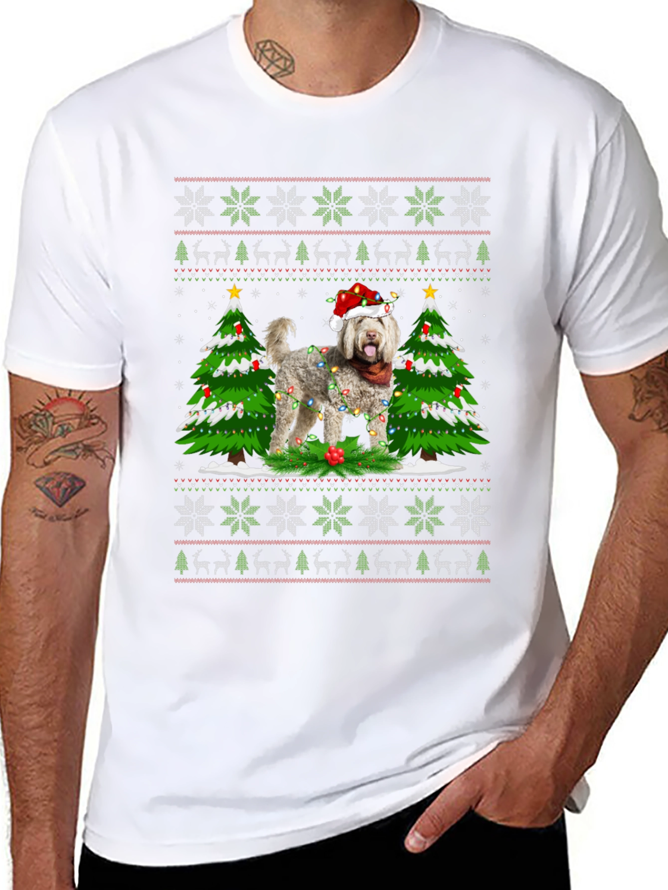Festive Dog Christmas Tree Ugly T-Shirt