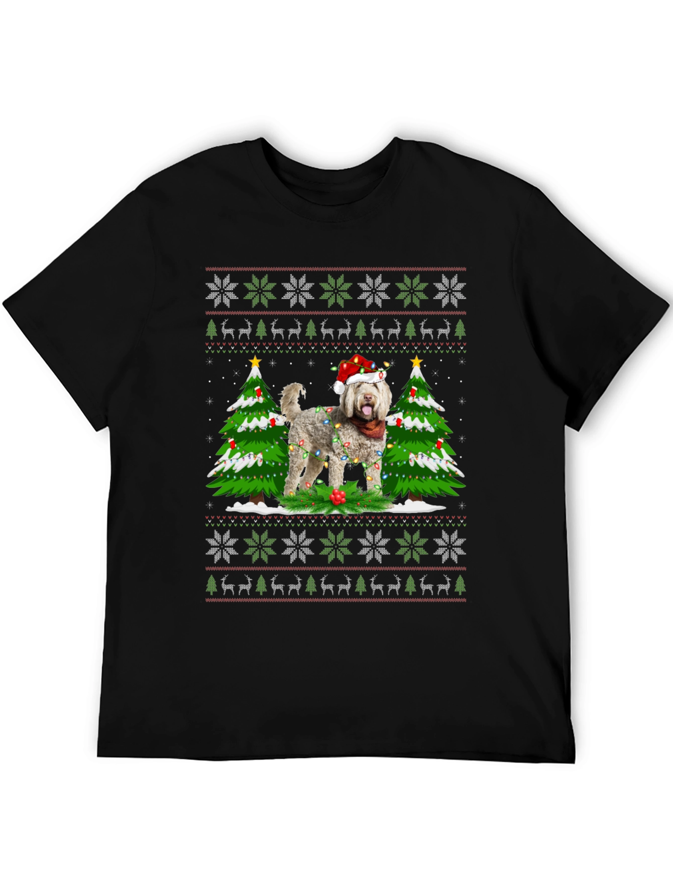 Festive Dog Christmas Tree Ugly T-Shirt