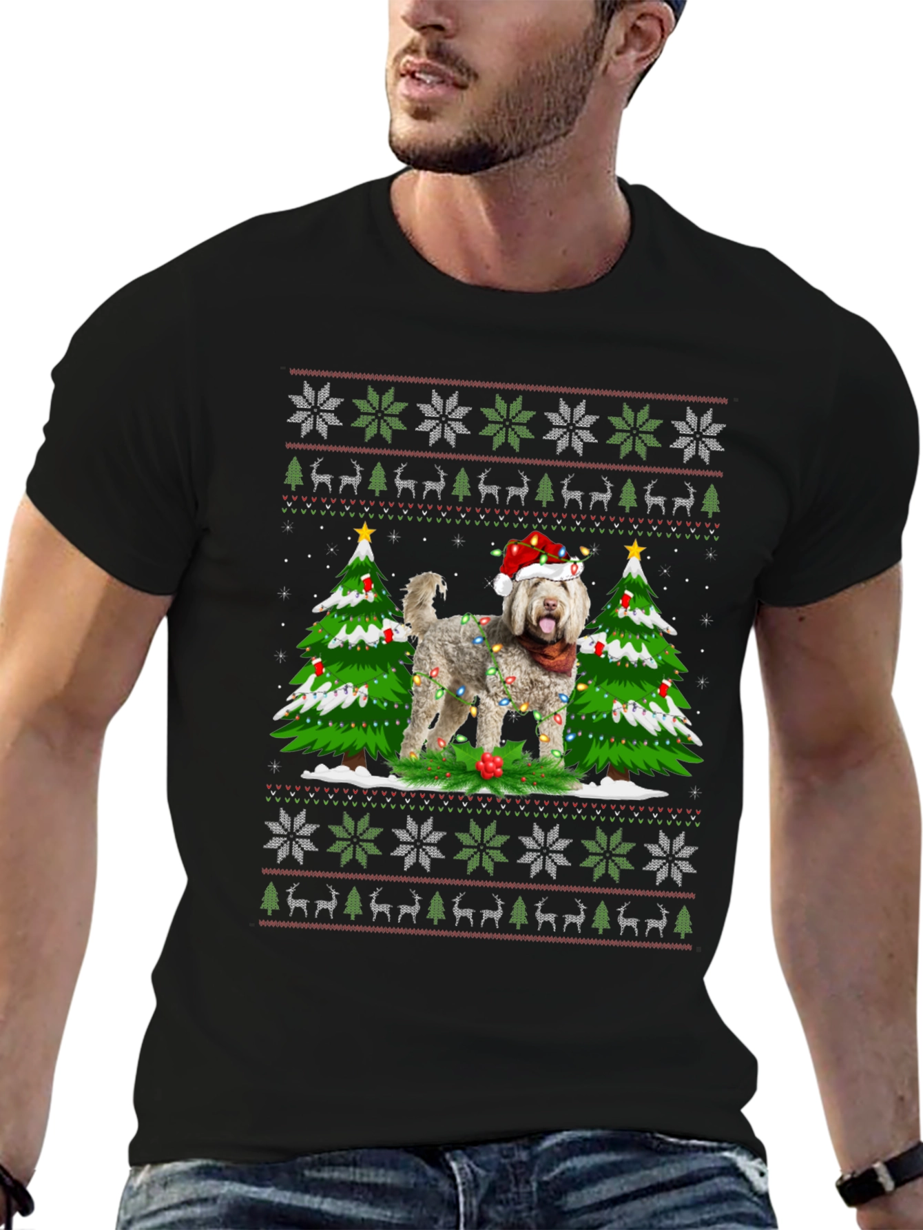 Festive Dog Christmas Tree Ugly T-Shirt