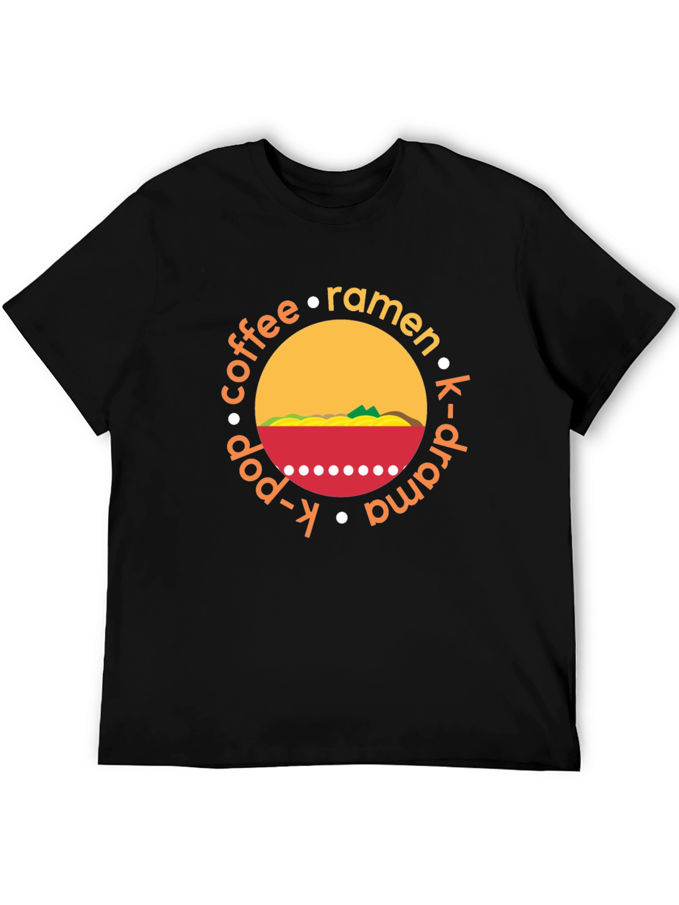 K-Drama & Ramen Black T-Shirt