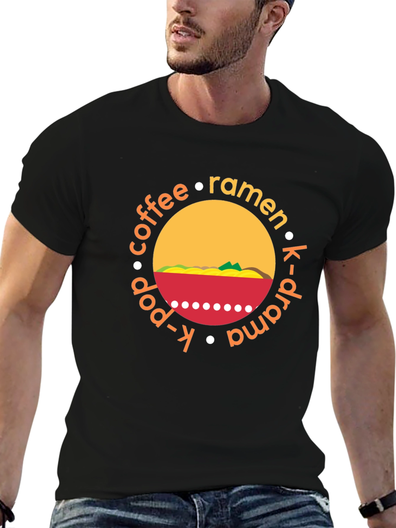 K-Drama & Ramen Black T-Shirt