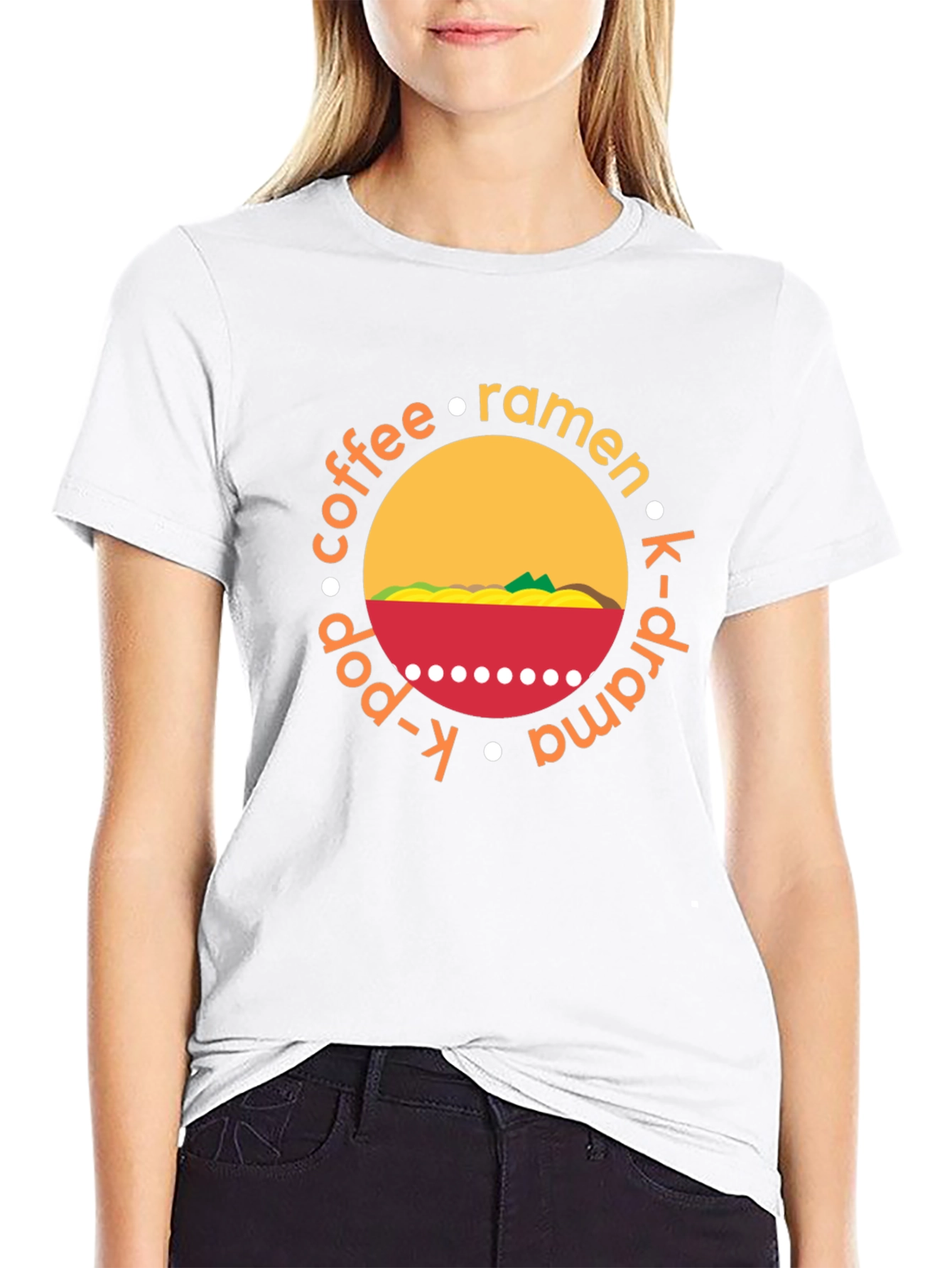 K-Drama & Ramen Black T-Shirt