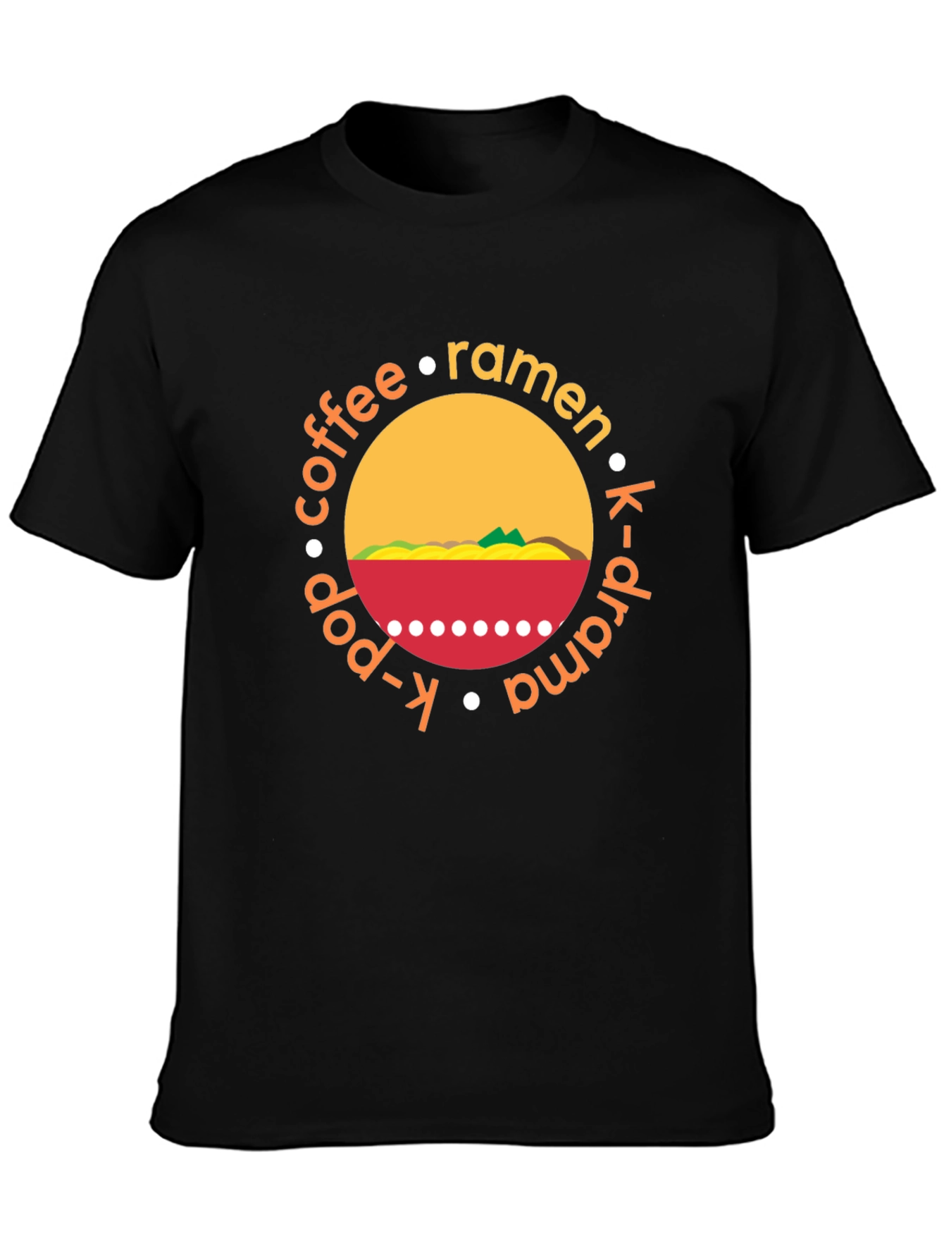 K-Drama & Ramen Black T-Shirt