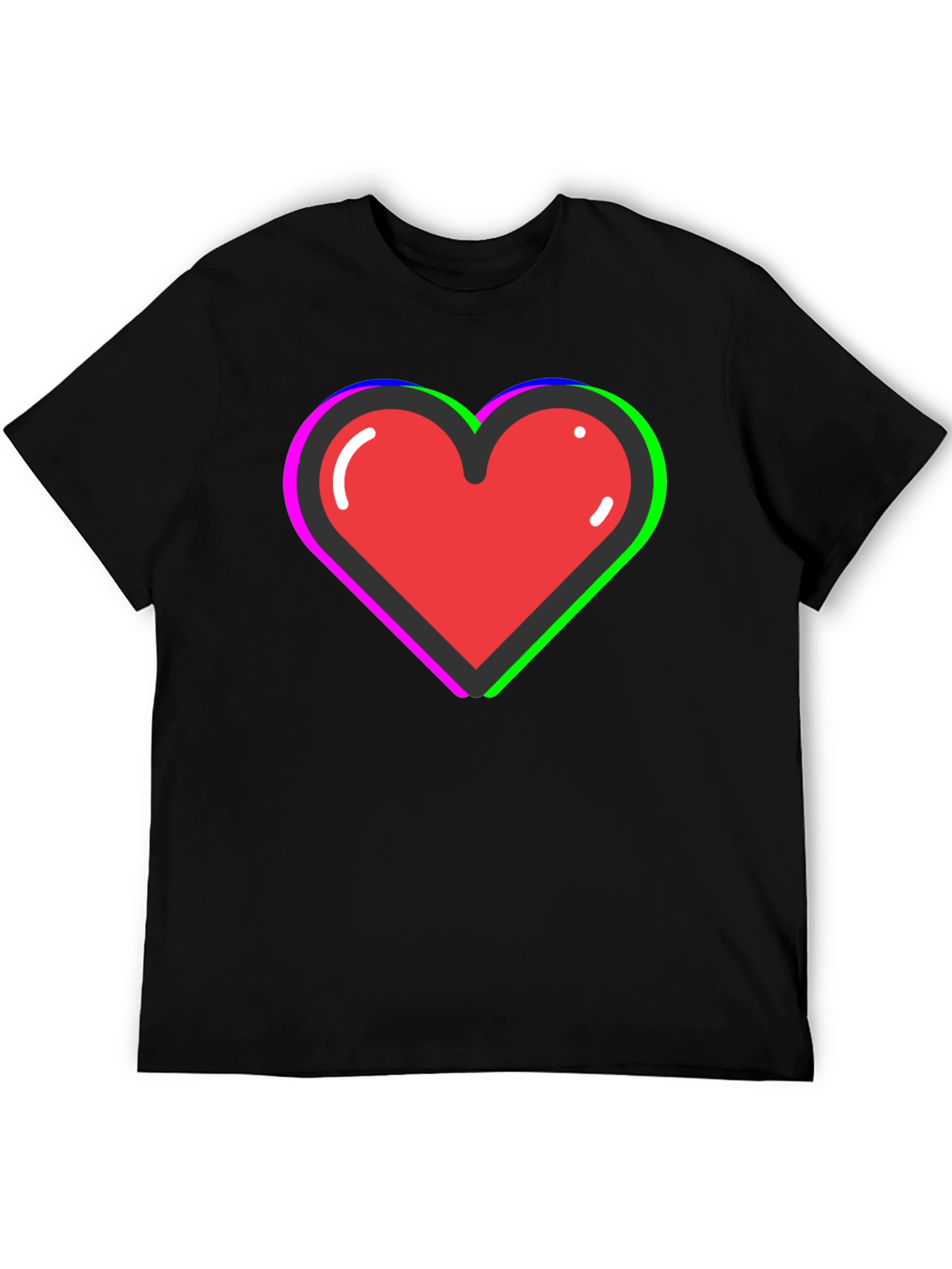 Funky Heart Tee: Black Cotton Blend