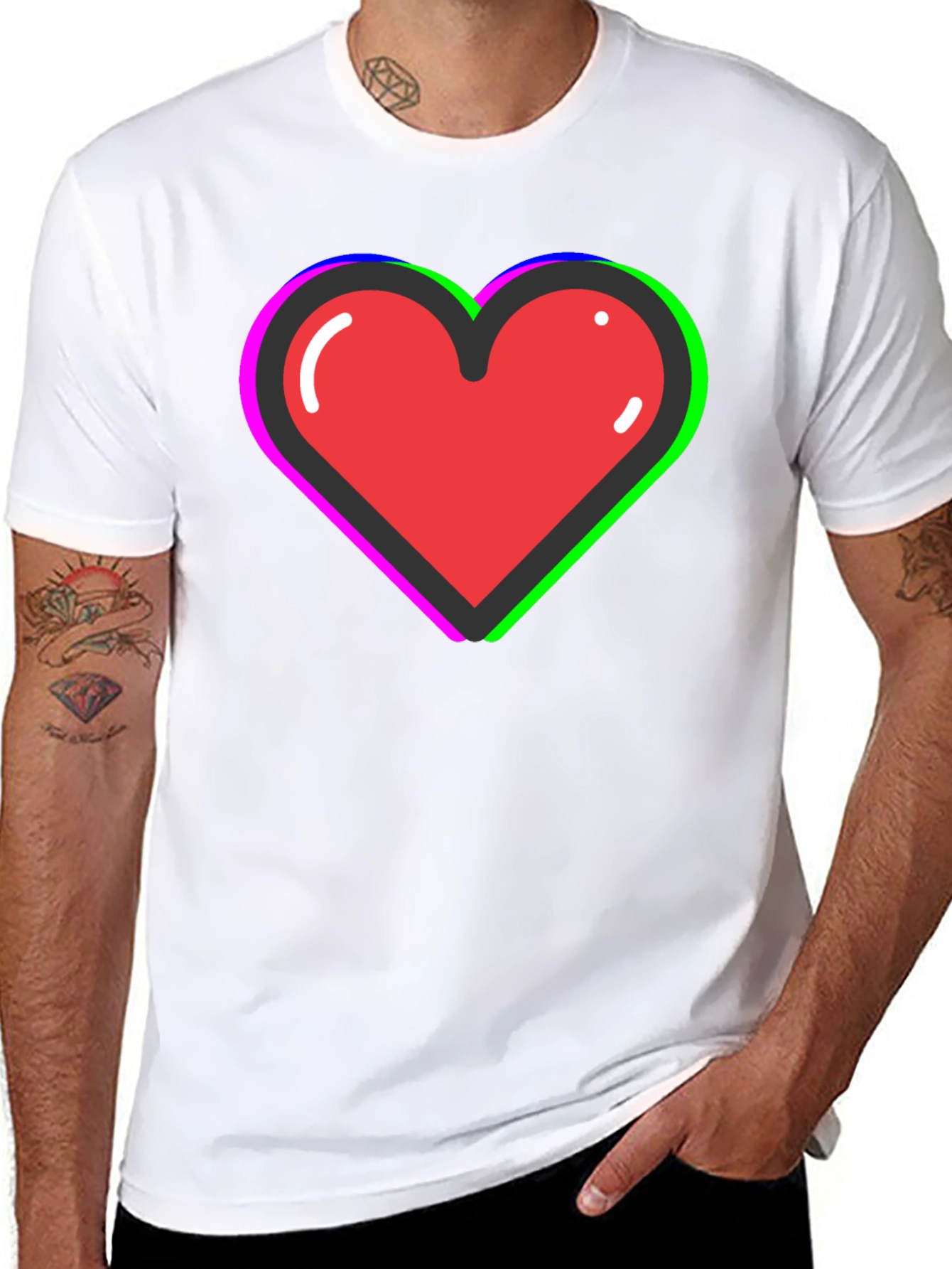 Funky Heart Tee: Black Cotton Blend