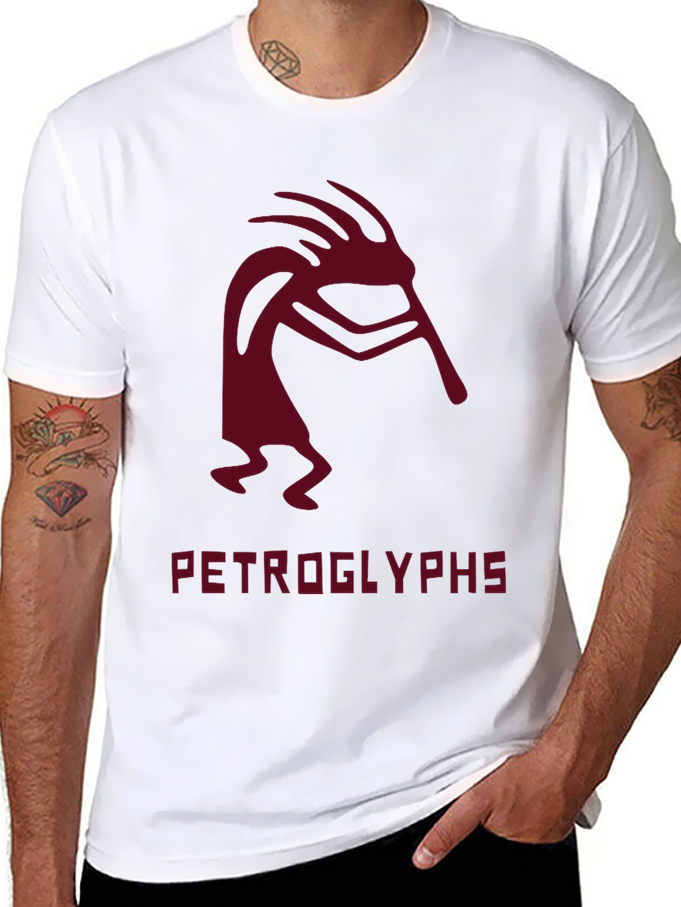 Kokopelli Petroglyphs Graphic Tee - Black Cotton