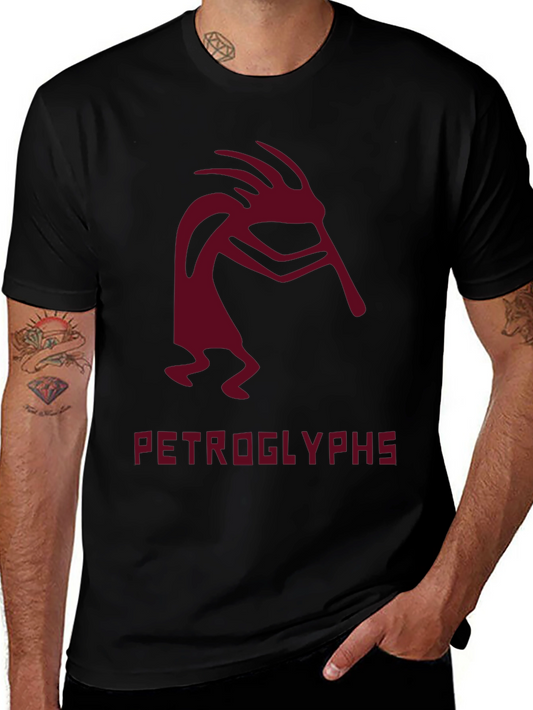 Kokopelli Petroglyphs Graphic Tee - Black Cotton