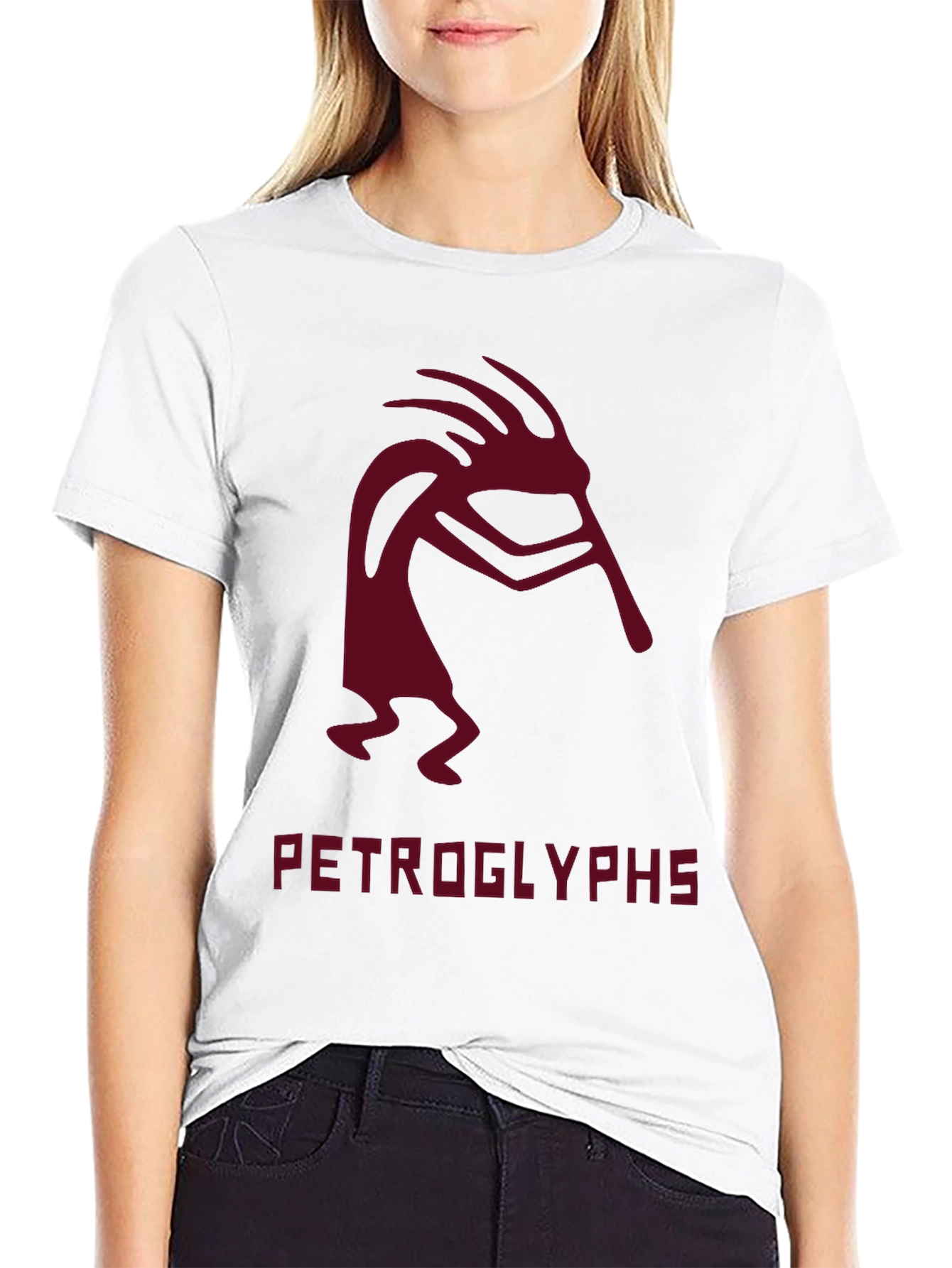 Kokopelli Petroglyphs Graphic Tee - Black Cotton