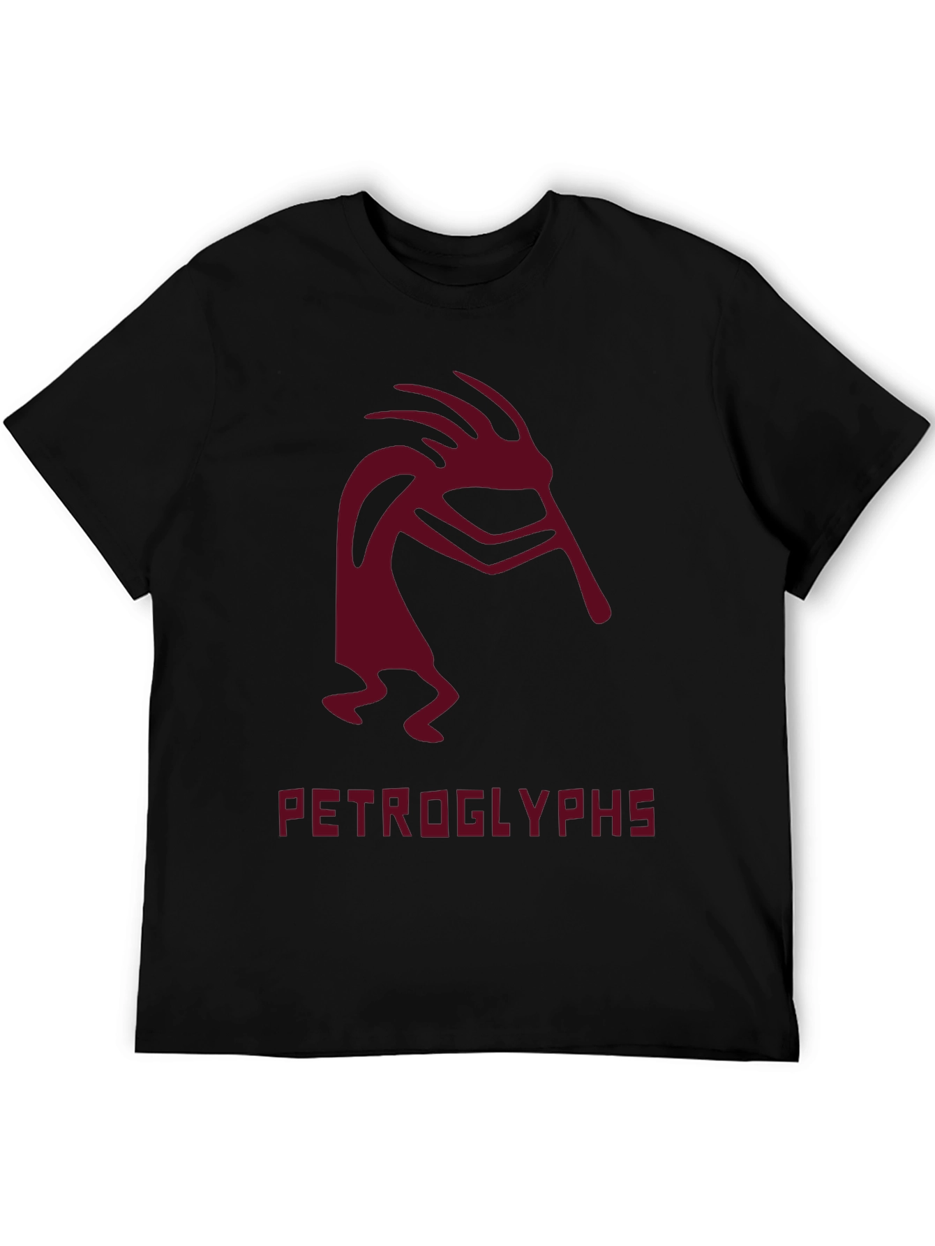Kokopelli Petroglyphs Graphic Tee - Black Cotton