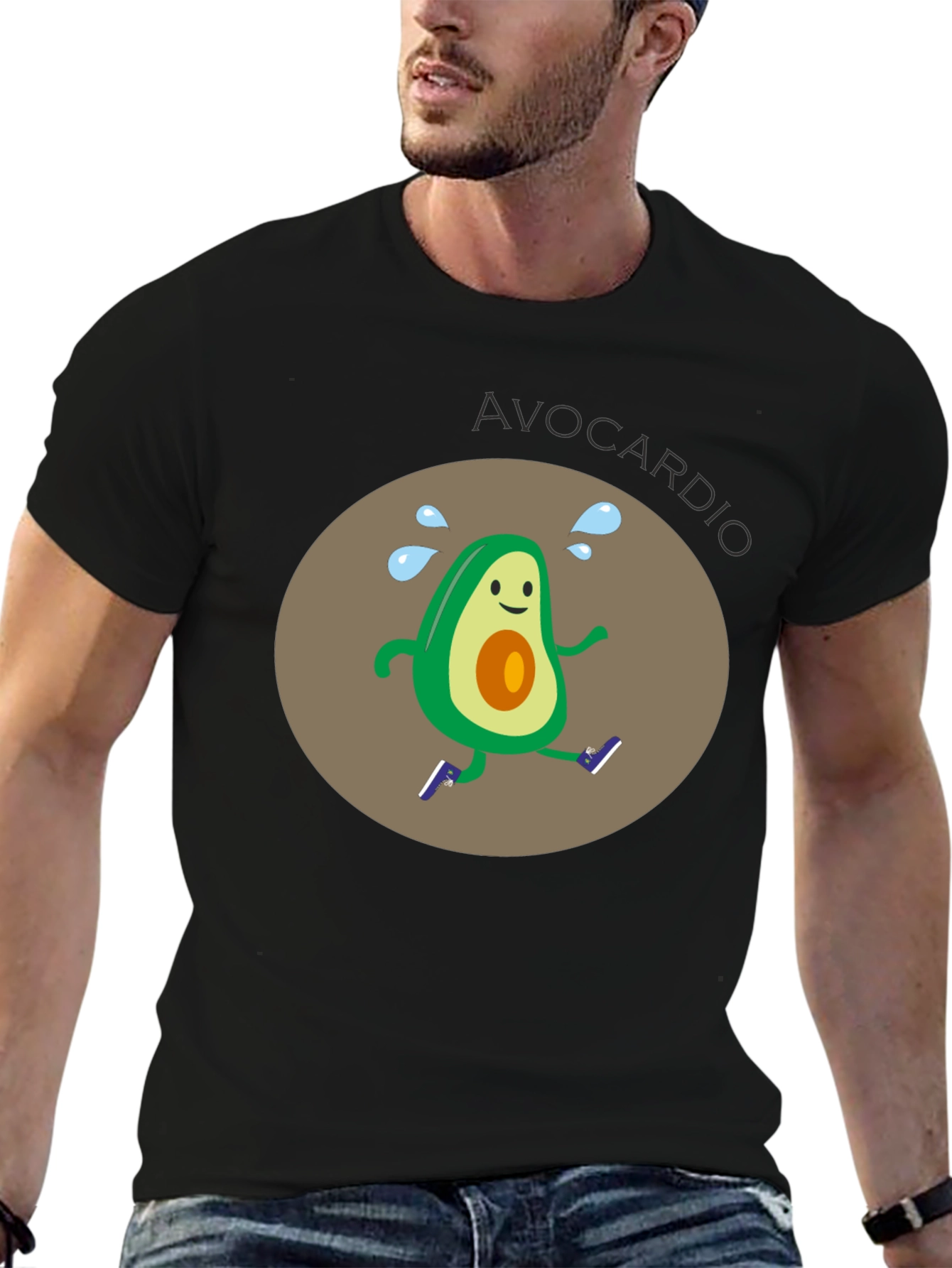 Avocardio Running T-Shirt - Black Graphic Tee