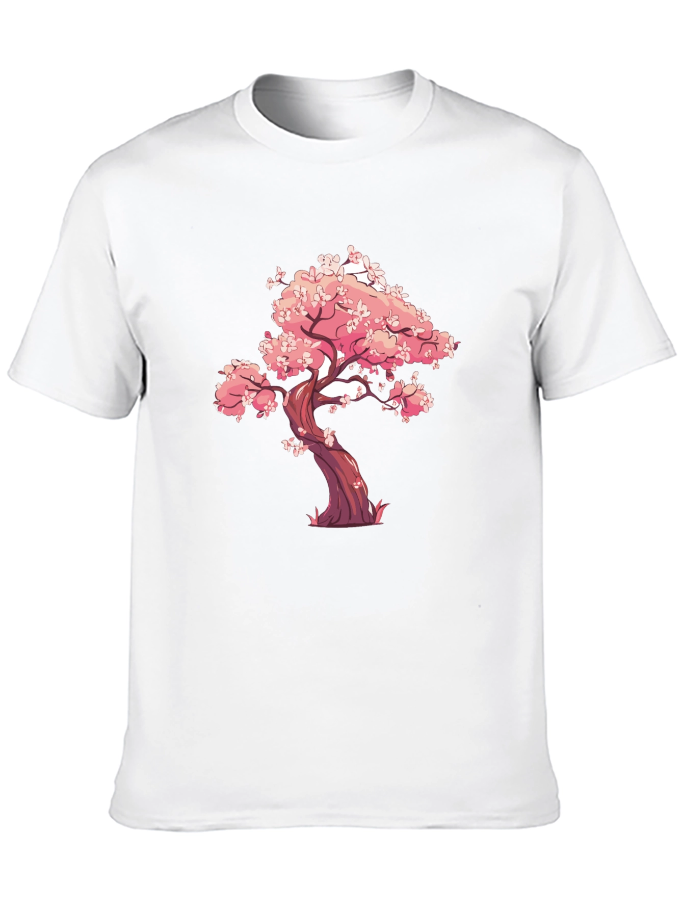 Black T-Shirt with Cherry Blossom Tree Graphic