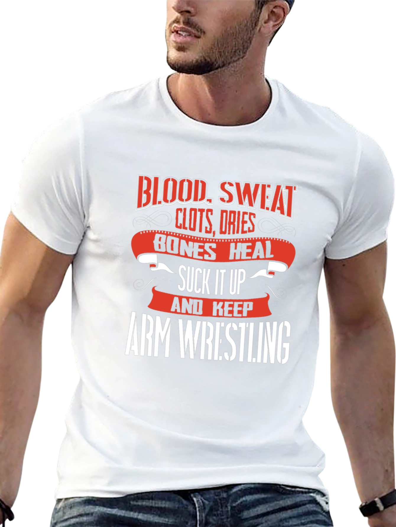 Arm Wrestling T-Shirt - Blood Sweat and Bones
