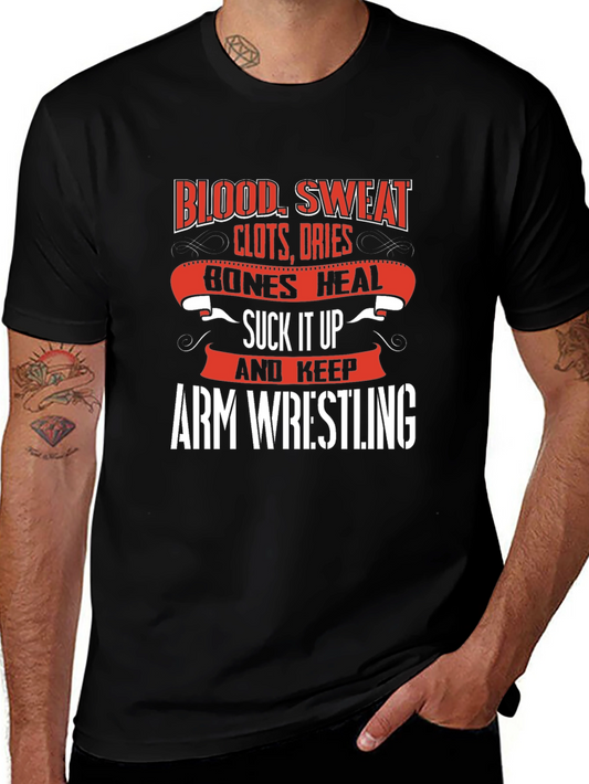 Arm Wrestling T-Shirt - Blood Sweat and Bones
