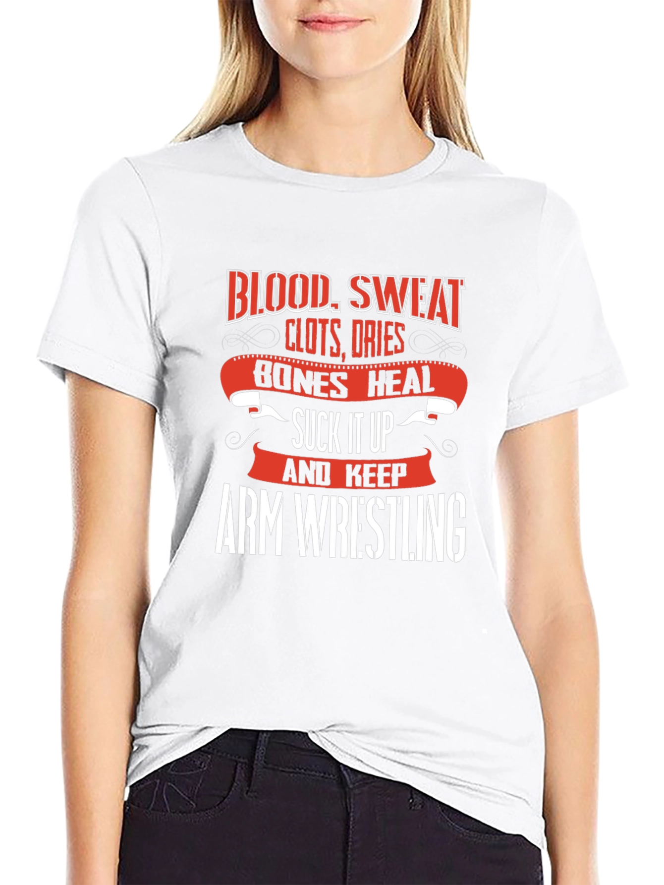 Arm Wrestling T-Shirt - Blood Sweat and Bones