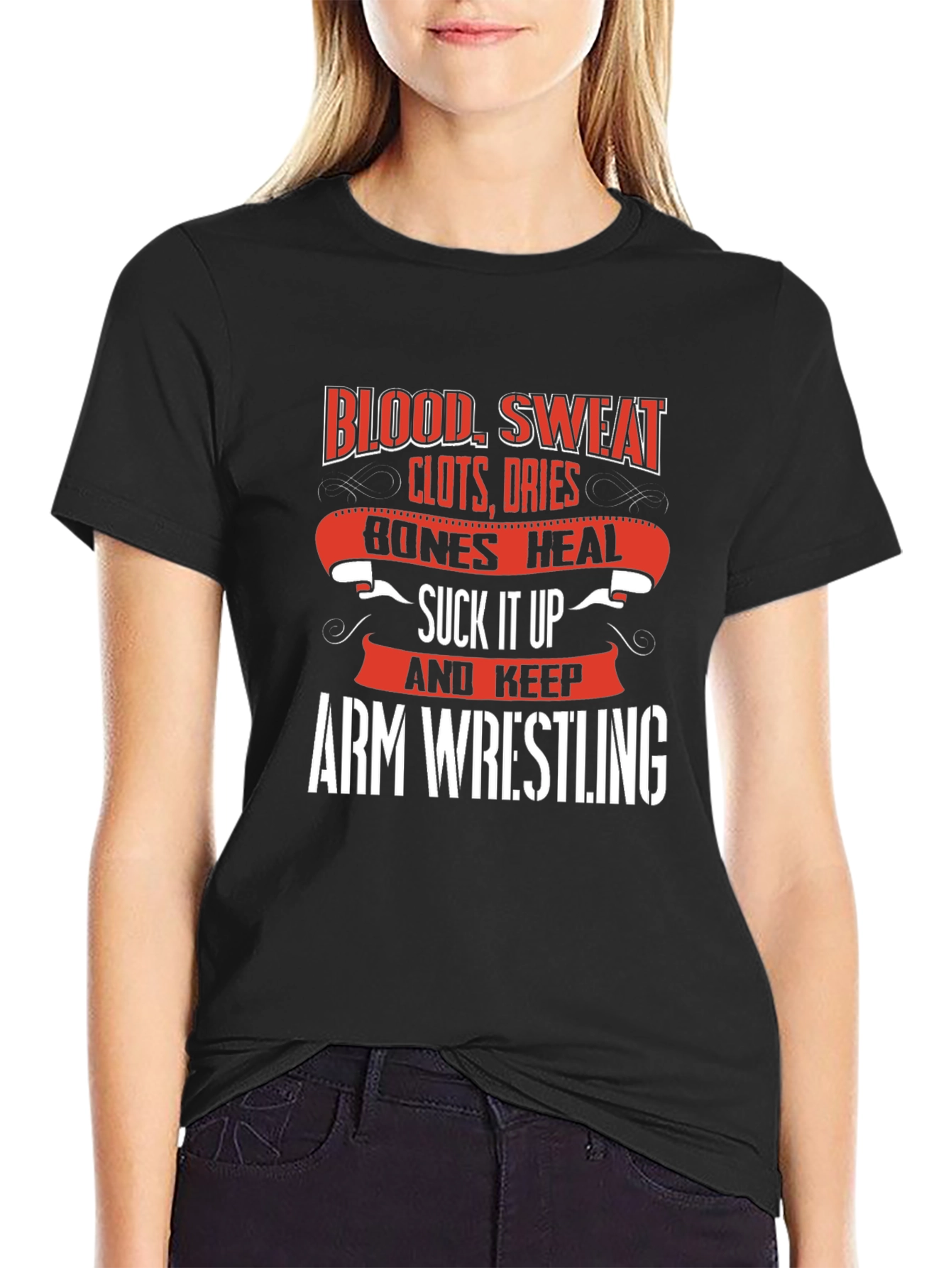 Arm Wrestling T-Shirt - Blood Sweat and Bones