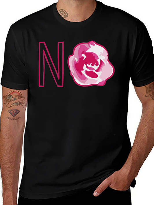 Floral No Graphic Tee - Mens Black Cotton T-Shirt