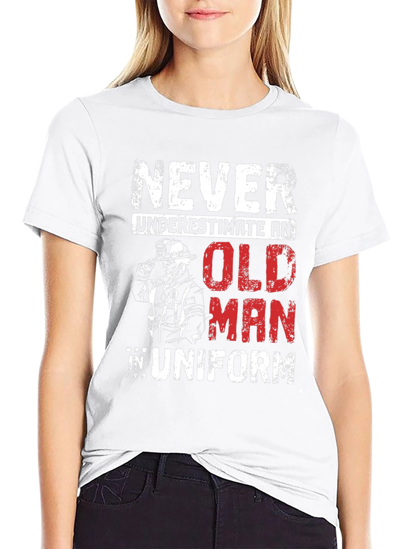 Never Underestimate an Old Man in Uniform T-Shirt