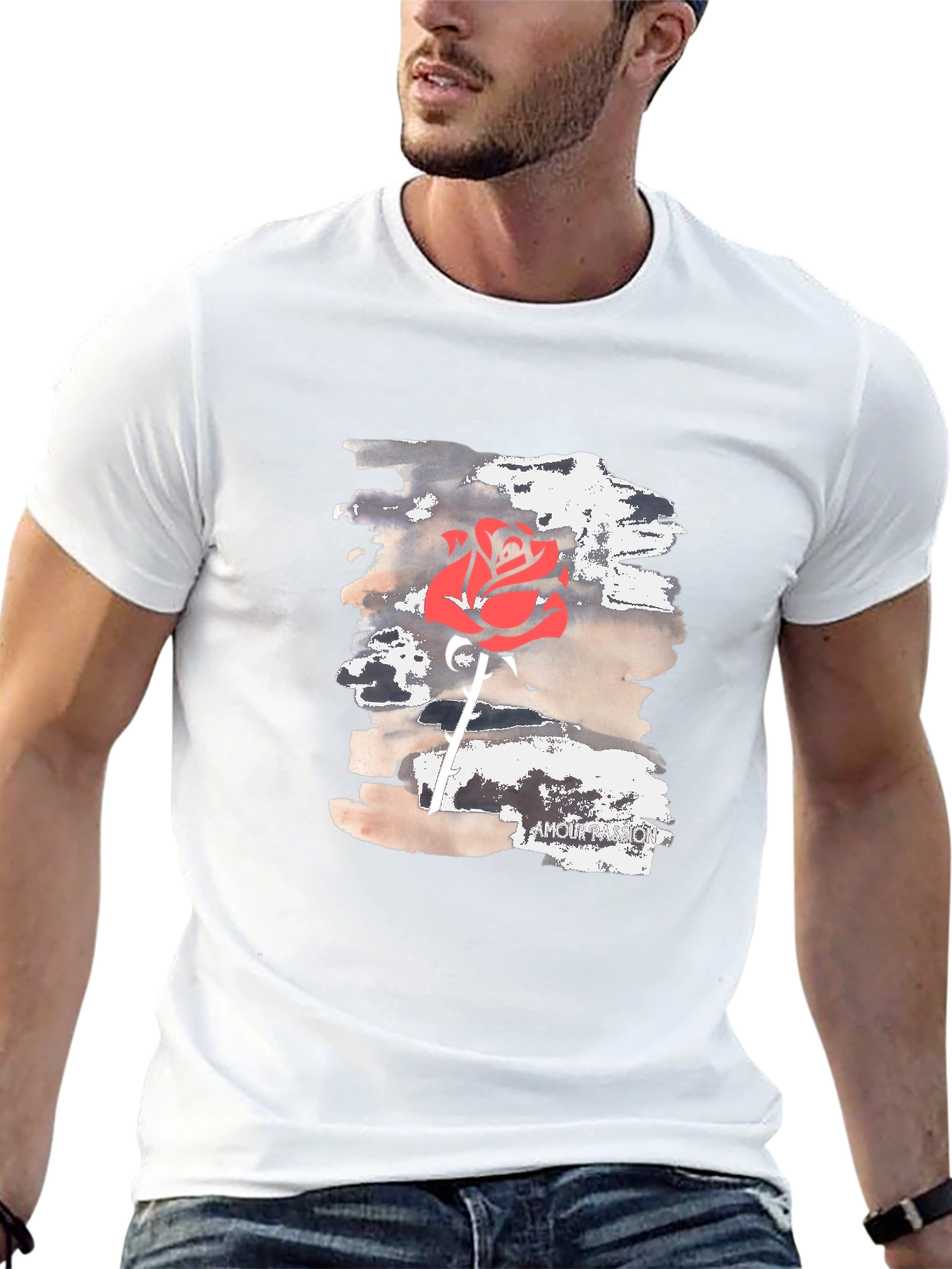 Red Rose Graphic Black T-Shirt - Stylish Cotton Tee