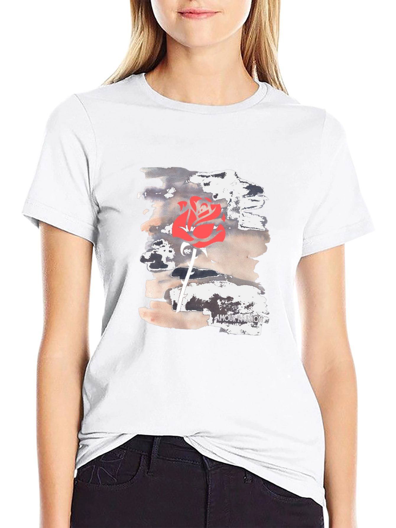Red Rose Graphic Black T-Shirt - Stylish Cotton Tee