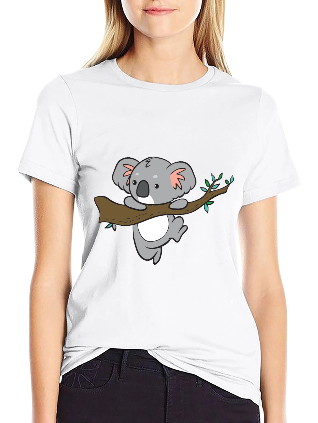 Cute Koala Bear Graphic Black T-Shirt