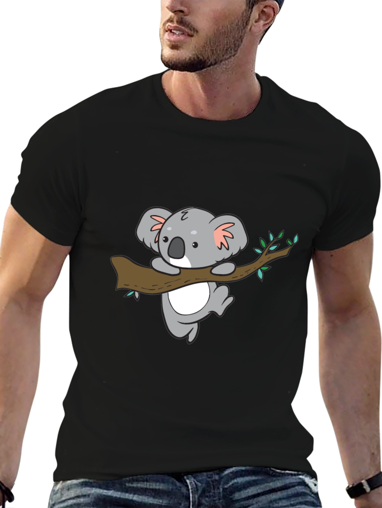 Cute Koala Bear Graphic Black T-Shirt