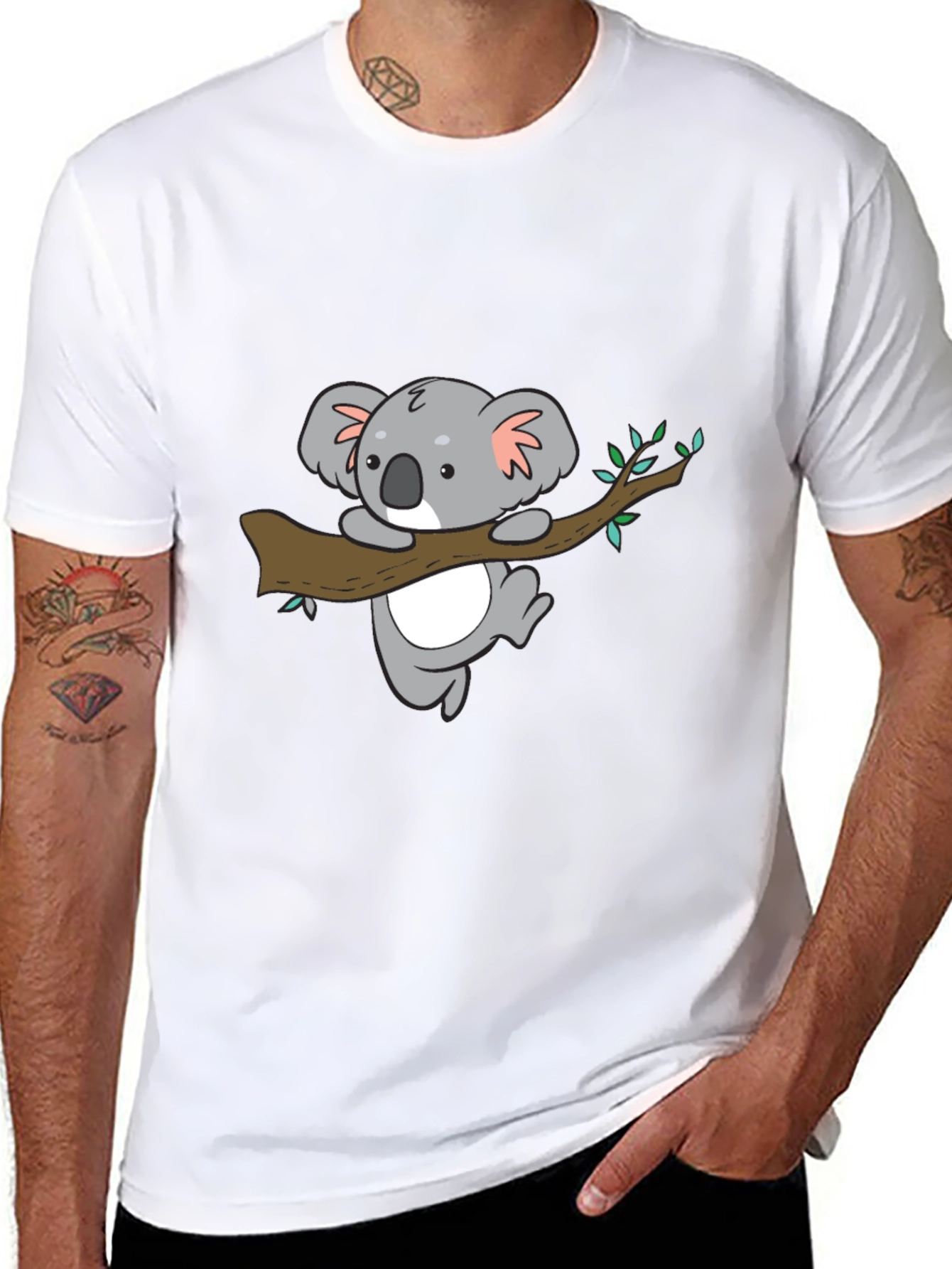 Cute Koala Bear Graphic Black T-Shirt