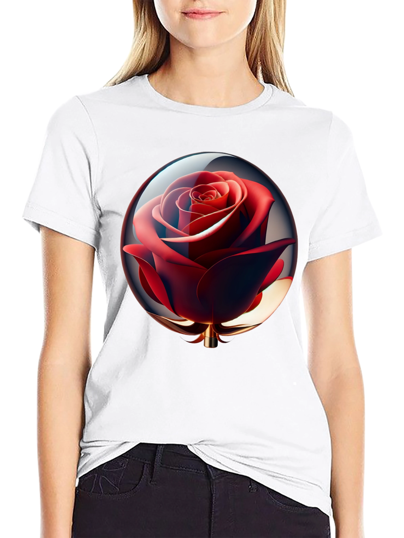 Rose in Sphere Black Tee