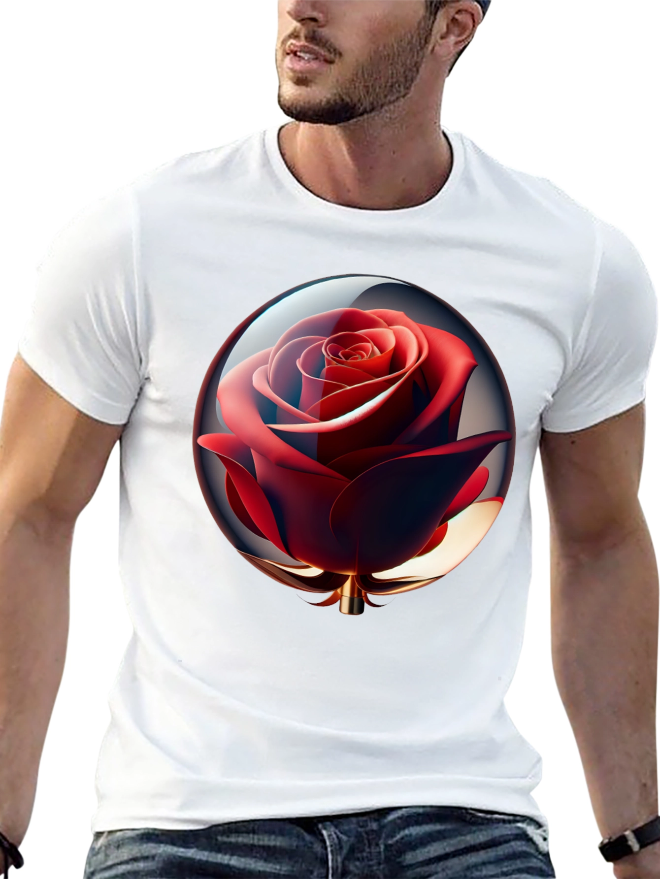 Rose in Sphere Black Tee