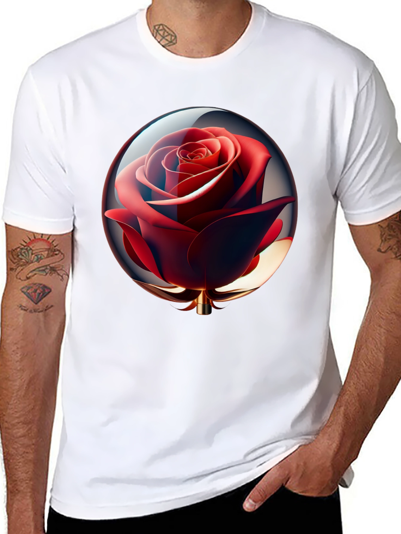 Rose in Sphere Black Tee