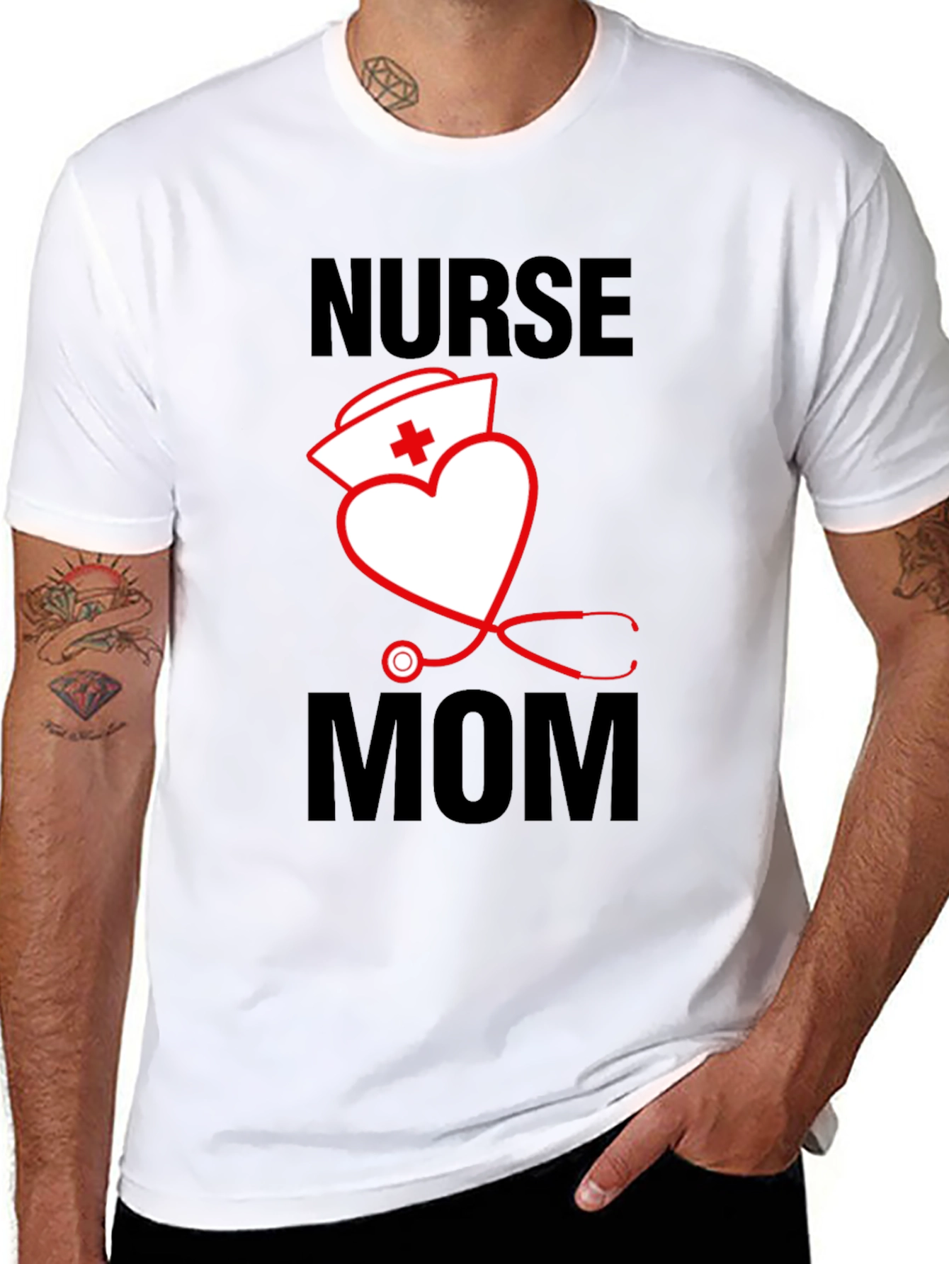 Nurse Mom T-Shirt - Heart Stethoscope Graphic