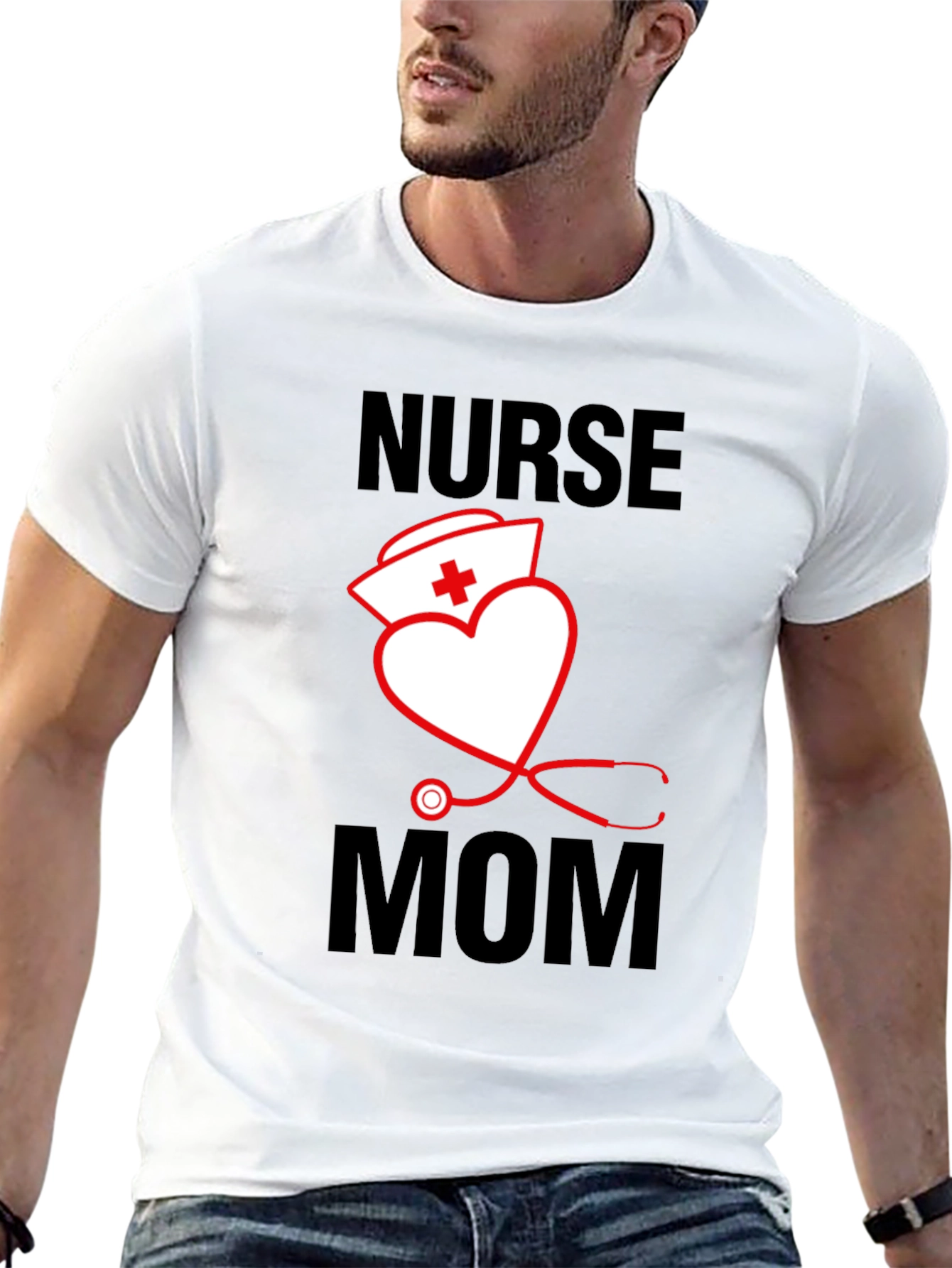 Nurse Mom T-Shirt - Heart Stethoscope Graphic