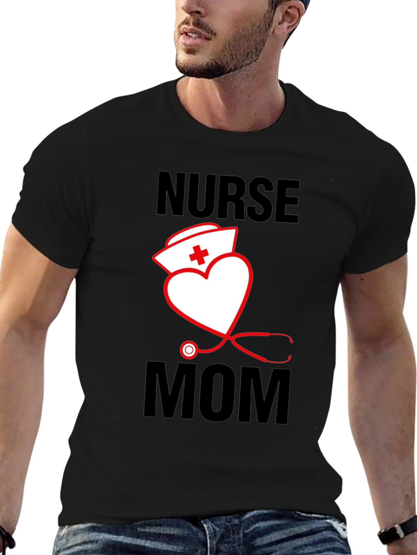 Nurse Mom T-Shirt - Heart Stethoscope Graphic